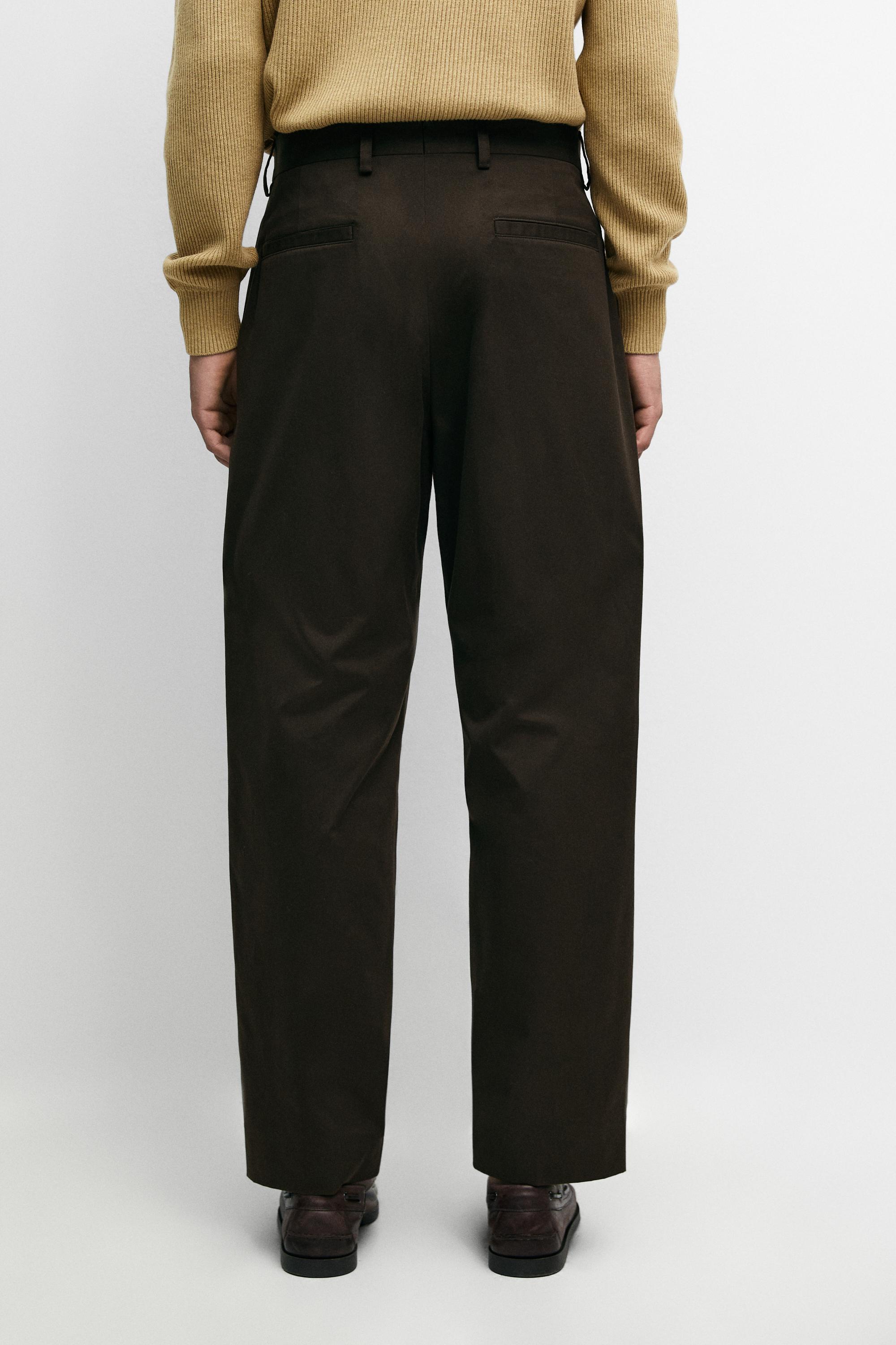 100% cotton wide-leg pants — BROWN