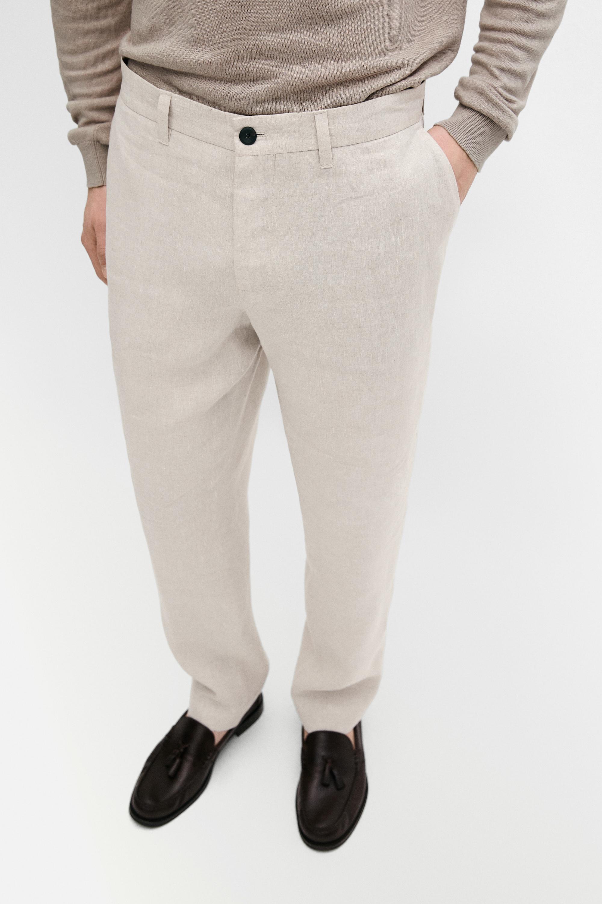 Linen suit trousers — CREAM