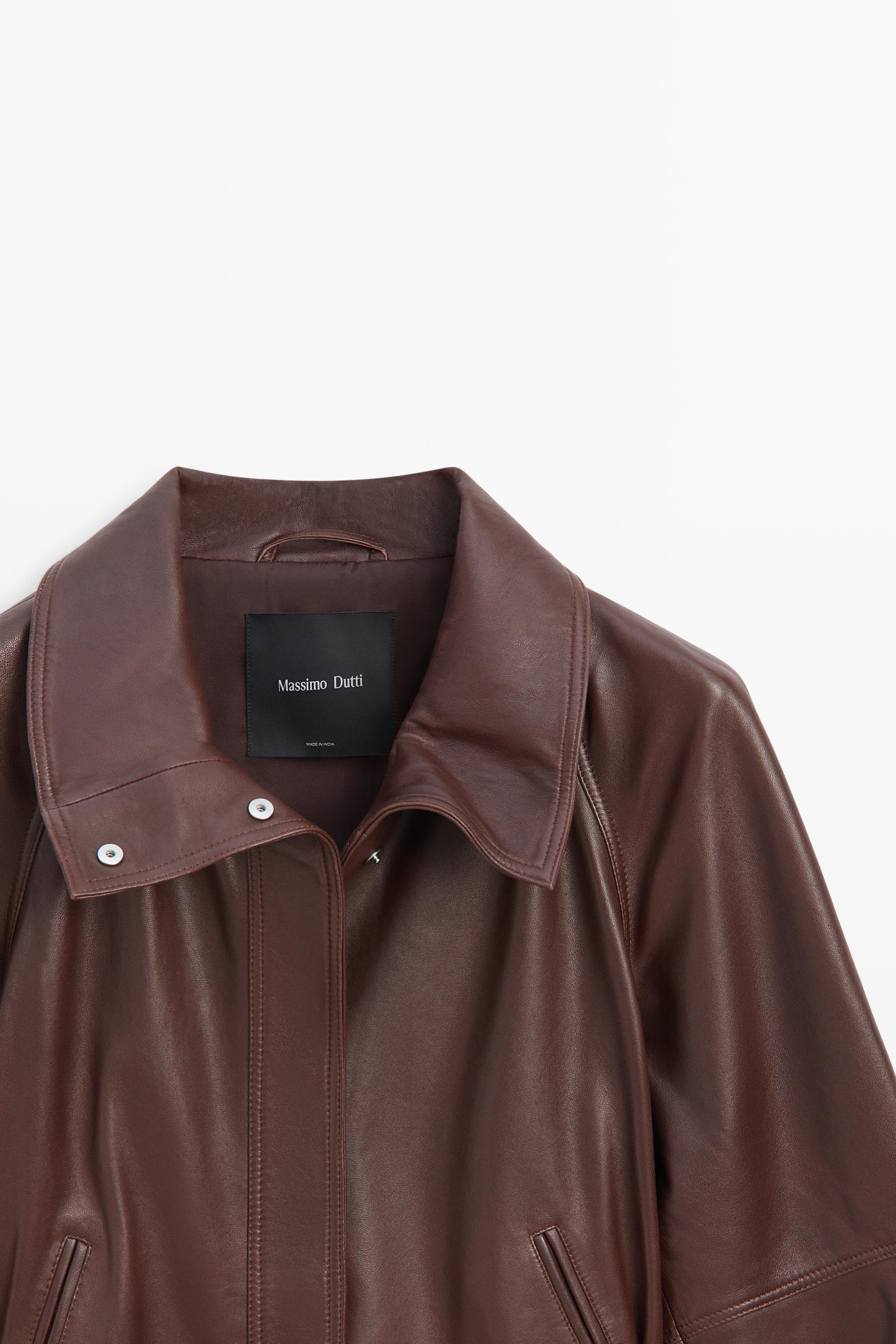 Massimo Dutti レザーライダースジャケット ブラウン Women's Leather Jackets - Massimo Dutti - US