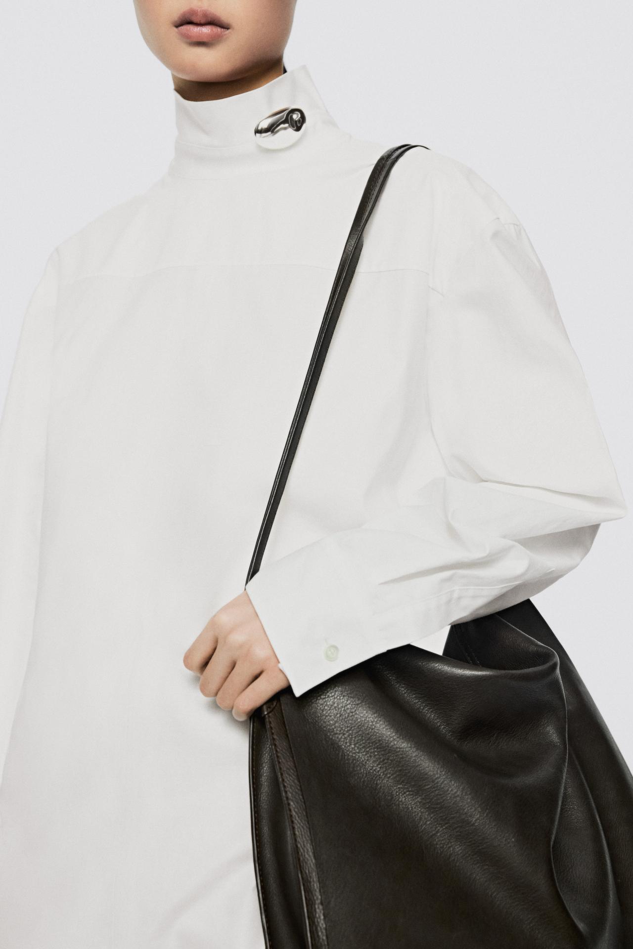 Oversize poplin high-neck shirt - LIMITED EDITION — WHITE