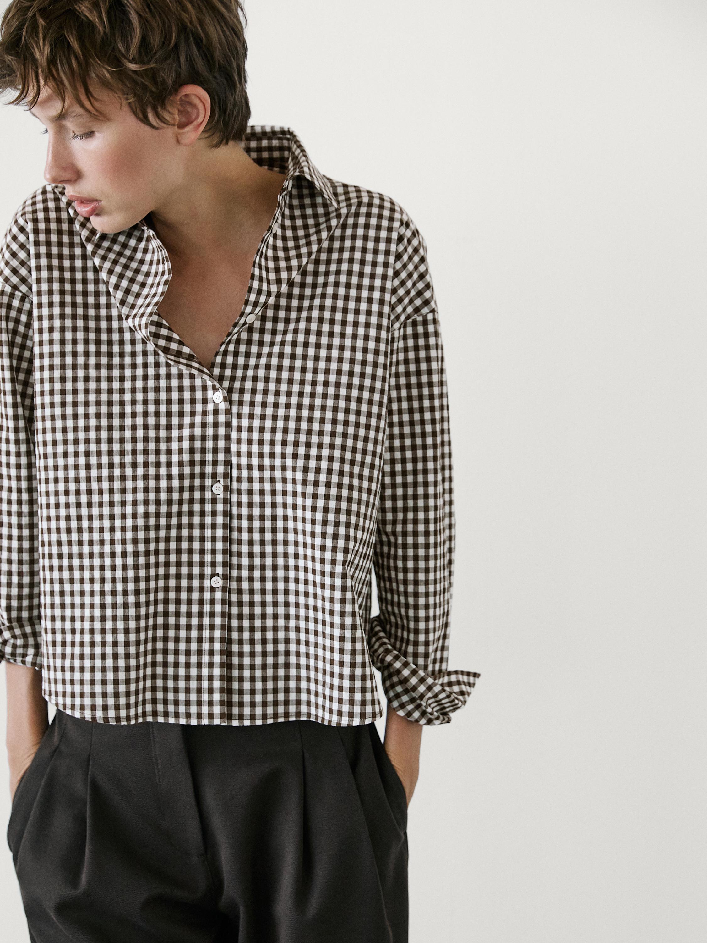 Cotton blend gingham shirt