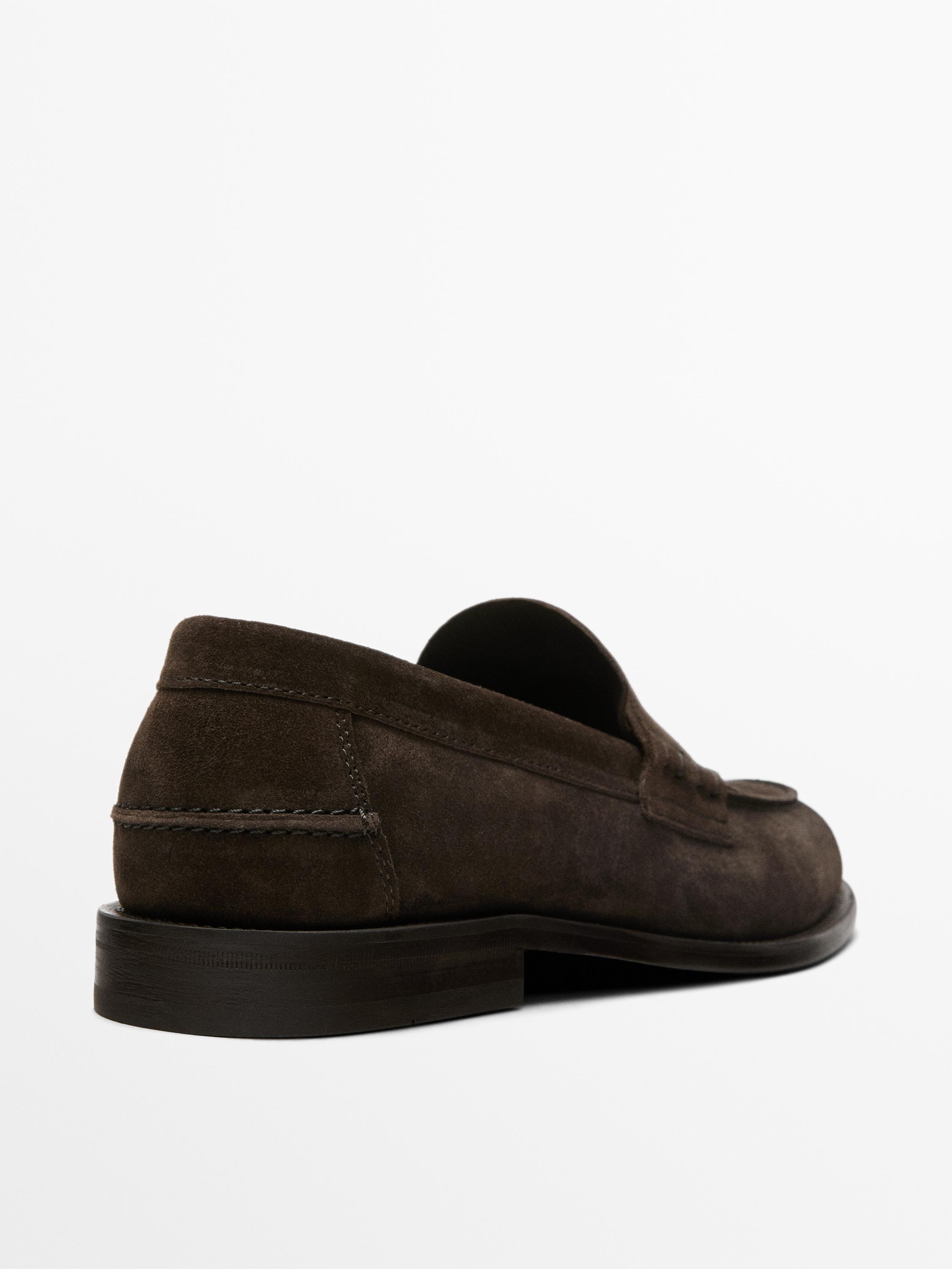 Leather loafers with penny strap — BROWN