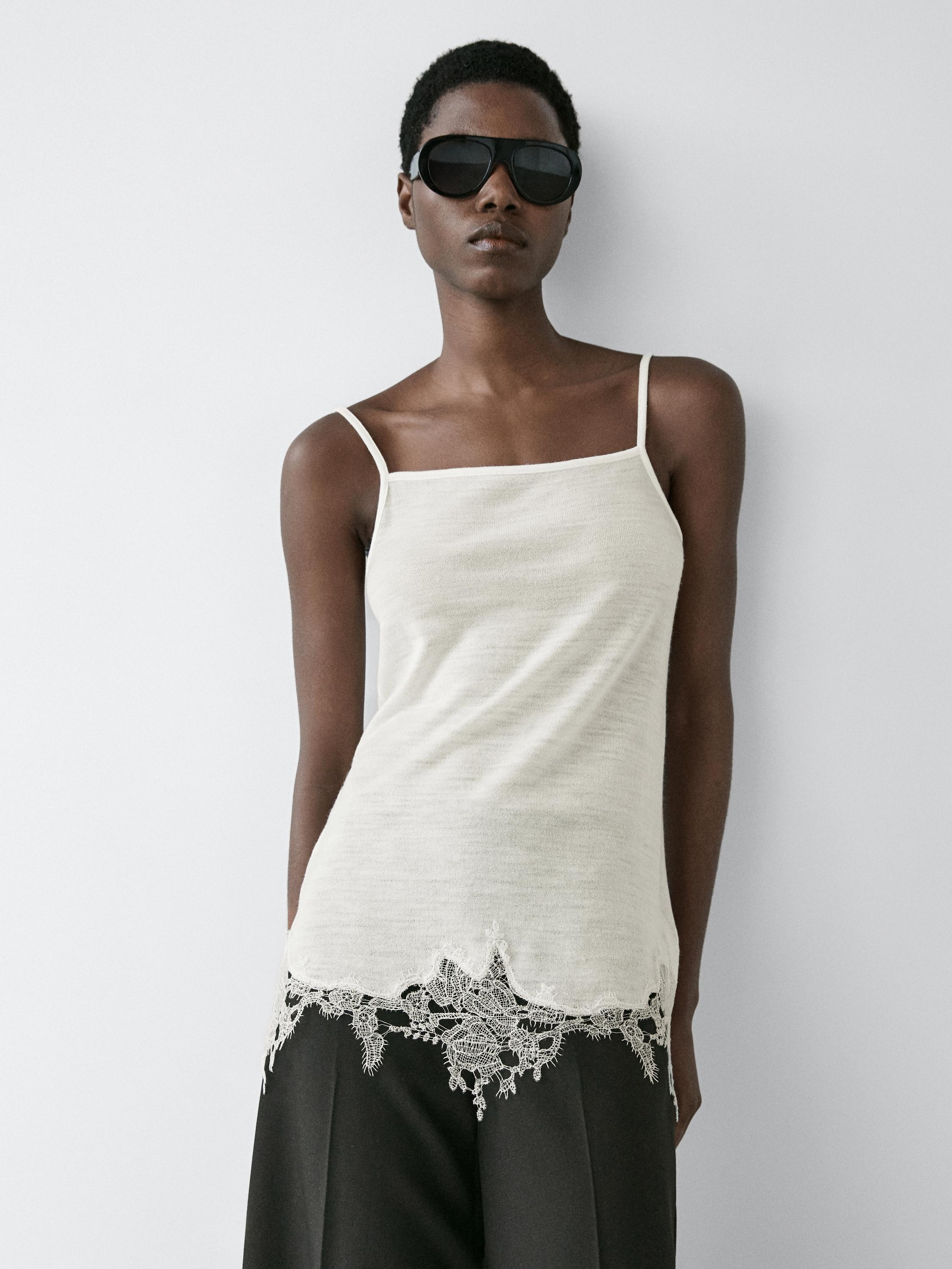 Camisole top with lace detail
