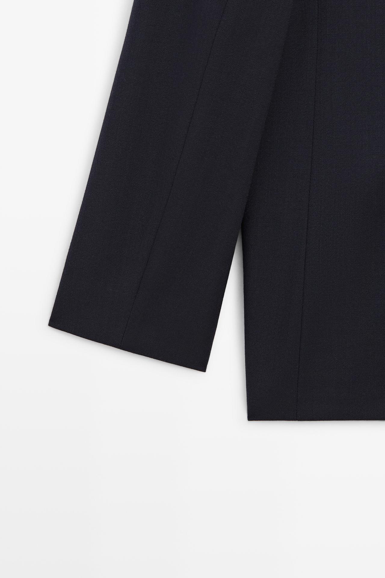 Wool blend blazer with stand-up collar — DEEP BLUE