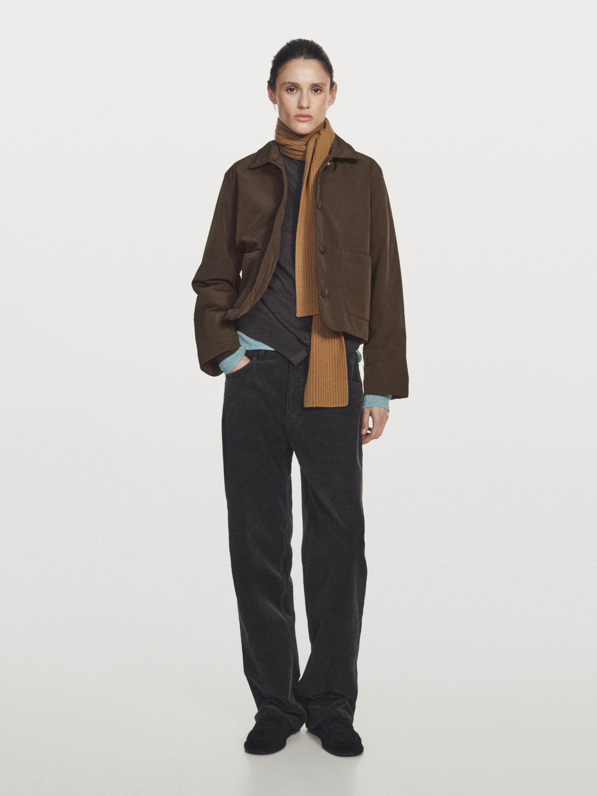 Krótka Wodoodporna Kurtka Pikowana - Brązowy - M - Massimo Dutti - Kobieta