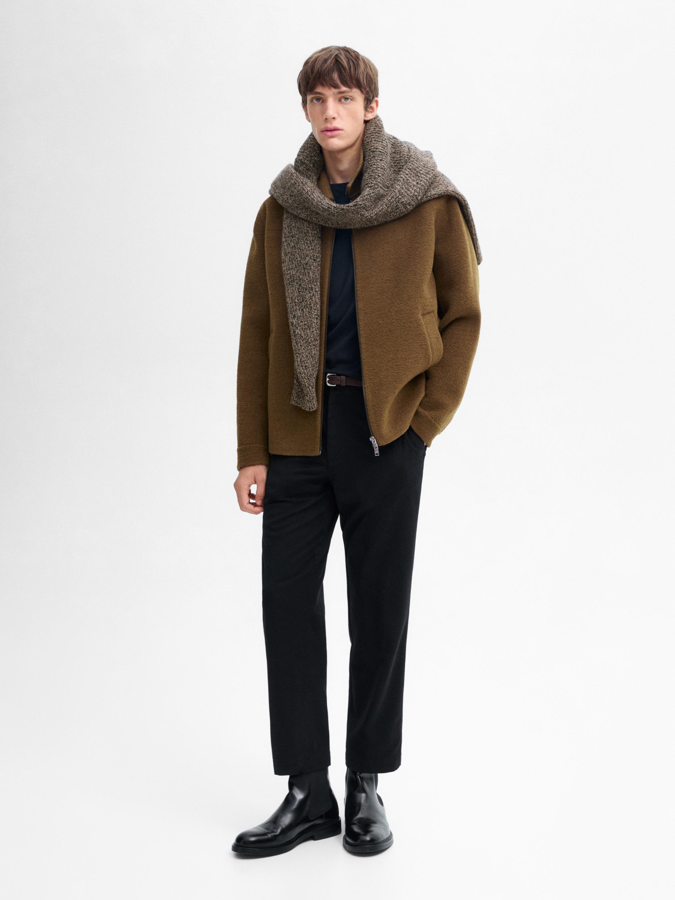 Wool-blend bouclé double jacket · Beige · Dressy | Massimo Dutti