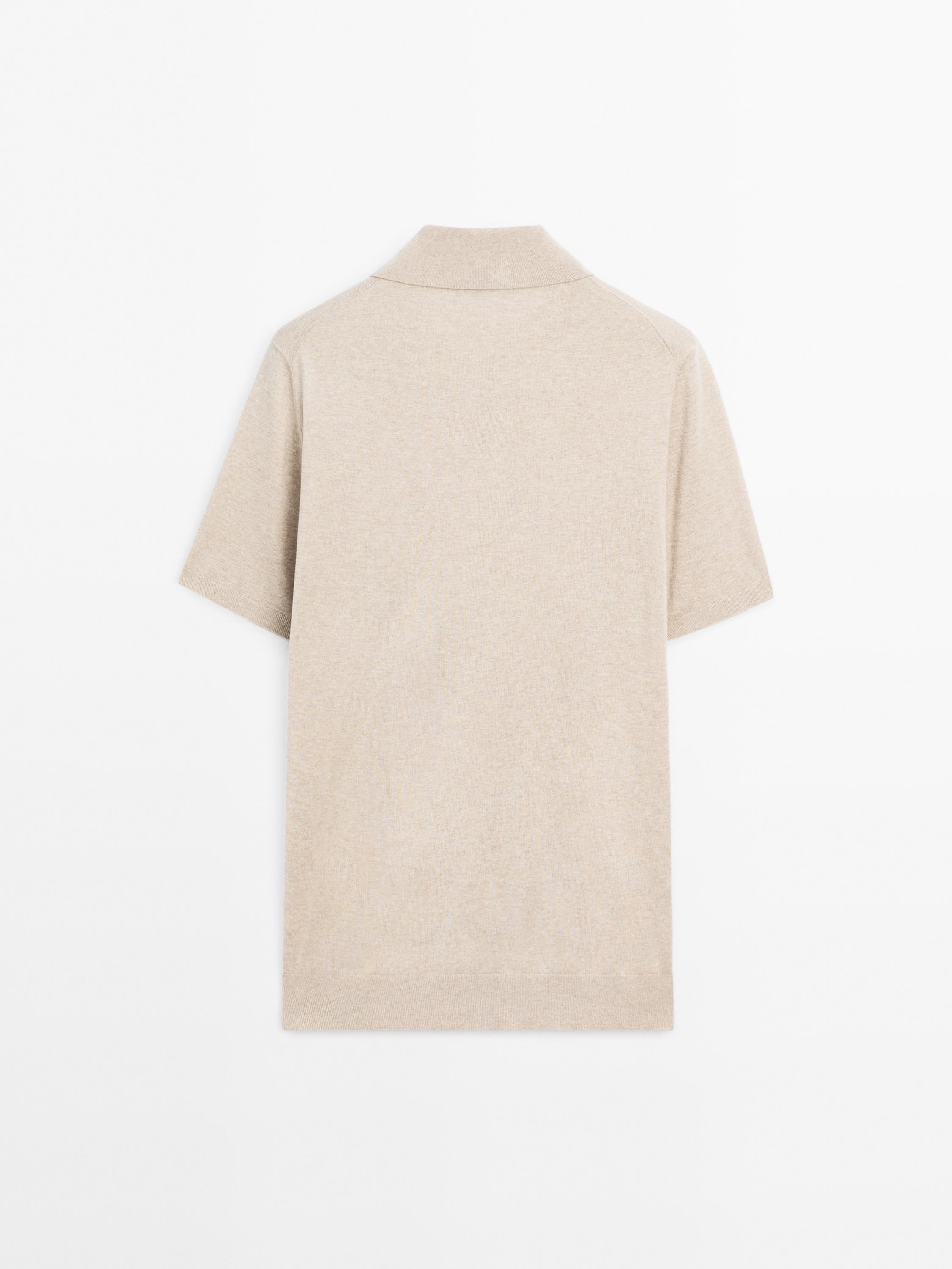 Cotton blend knit polo shirt