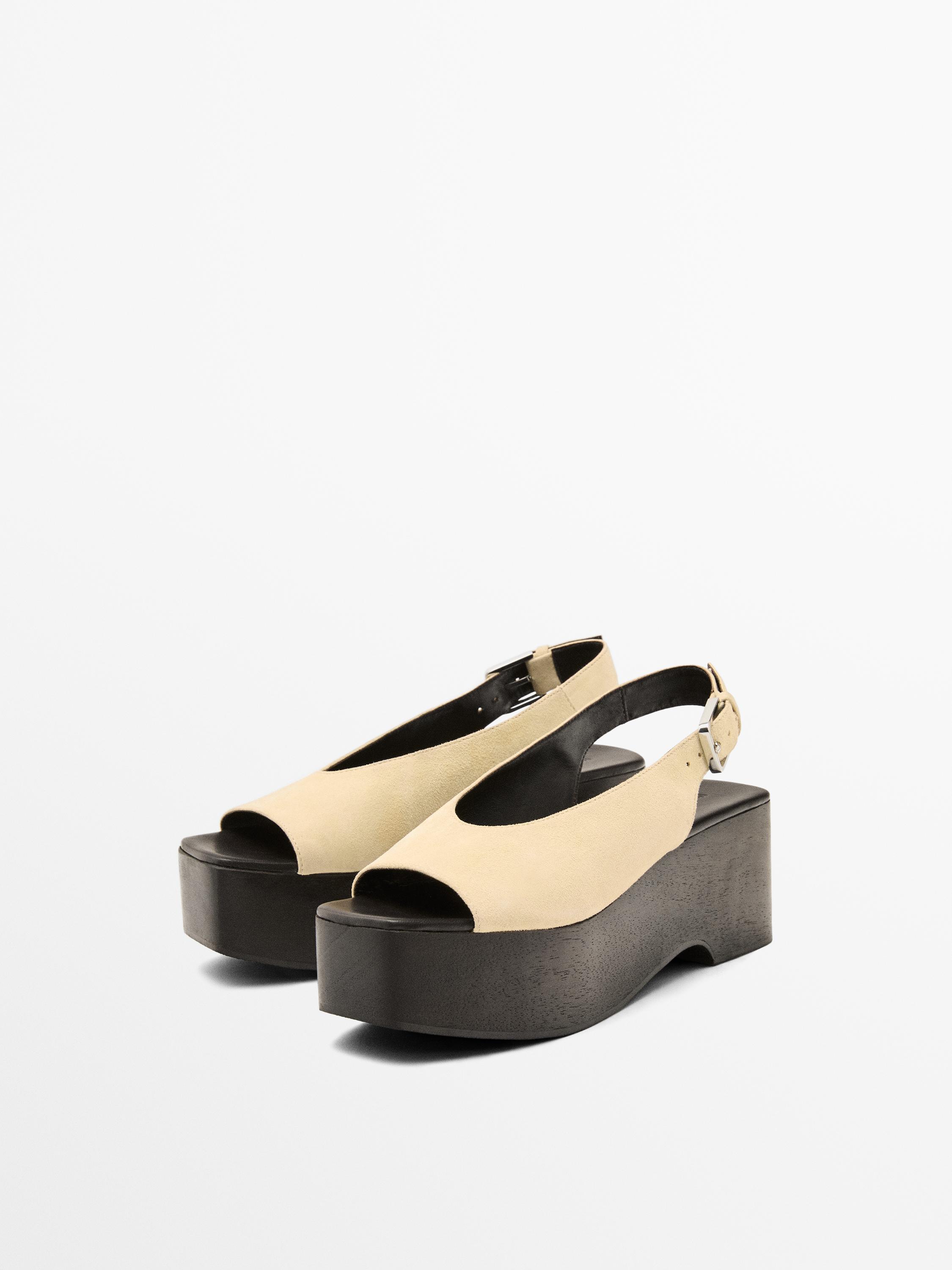 Ahşap arkası açık dolgu topuk sandalet