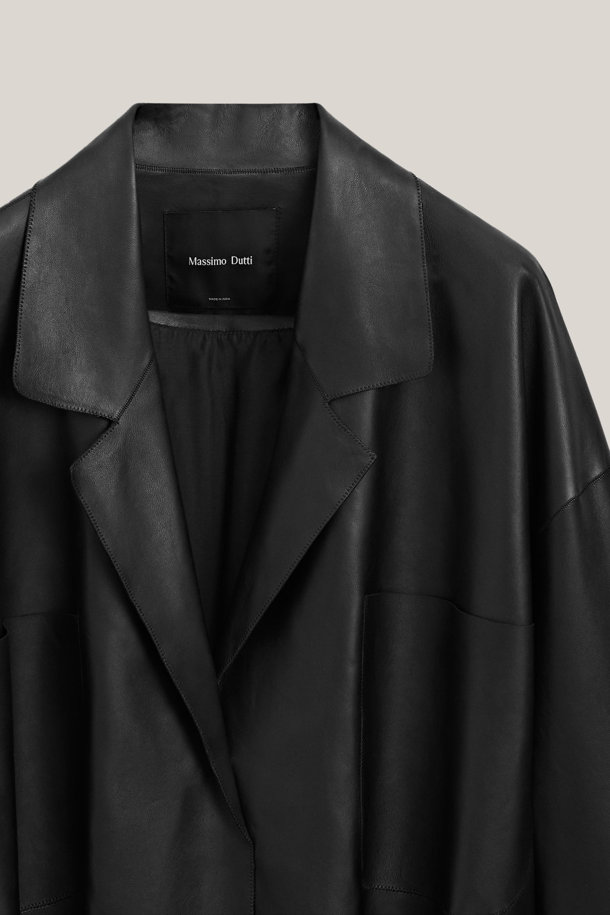 Long nappa leather jacket with tie - LIMITED EDITION — BLACK