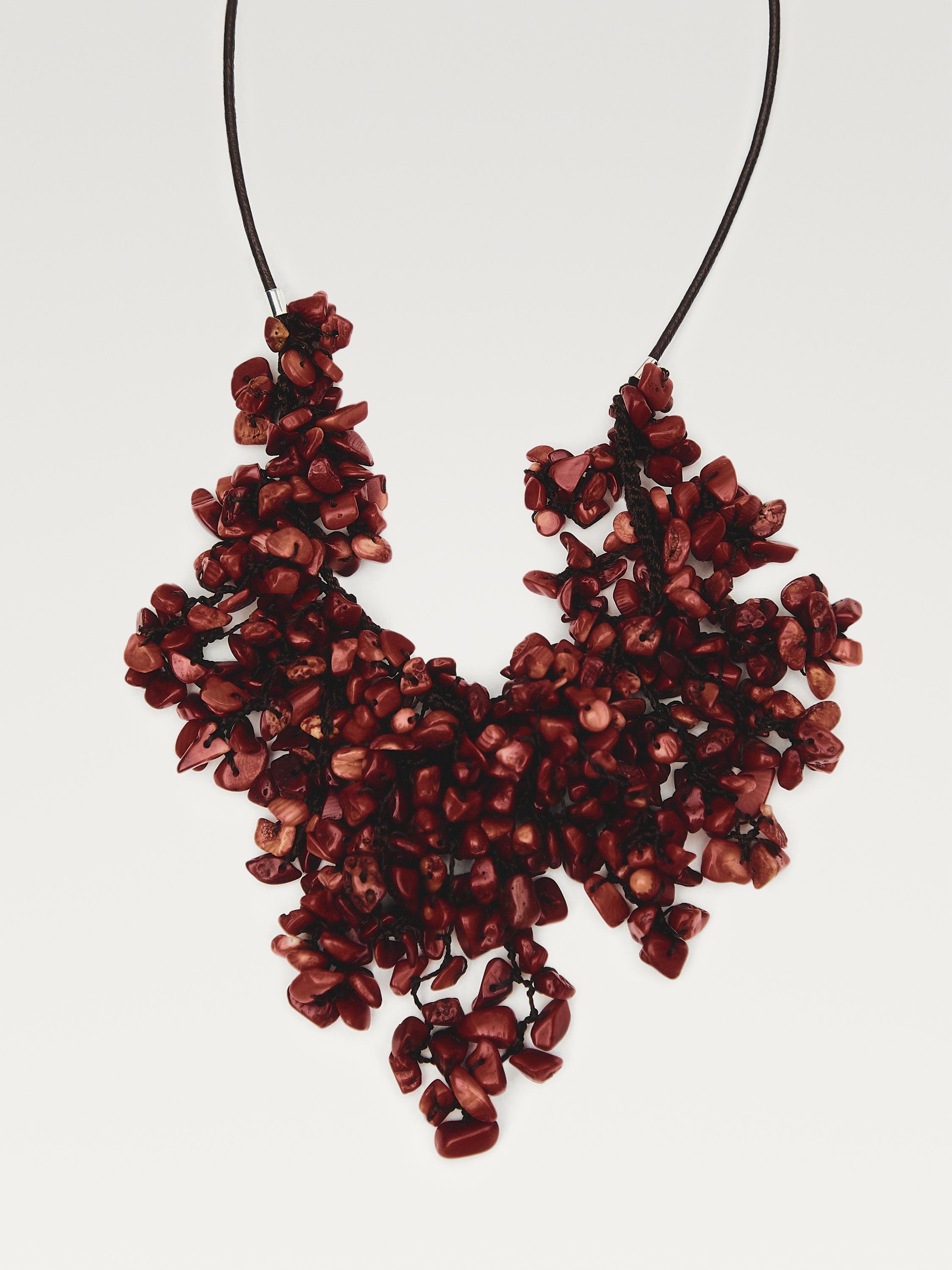 Leather cord stone necklace