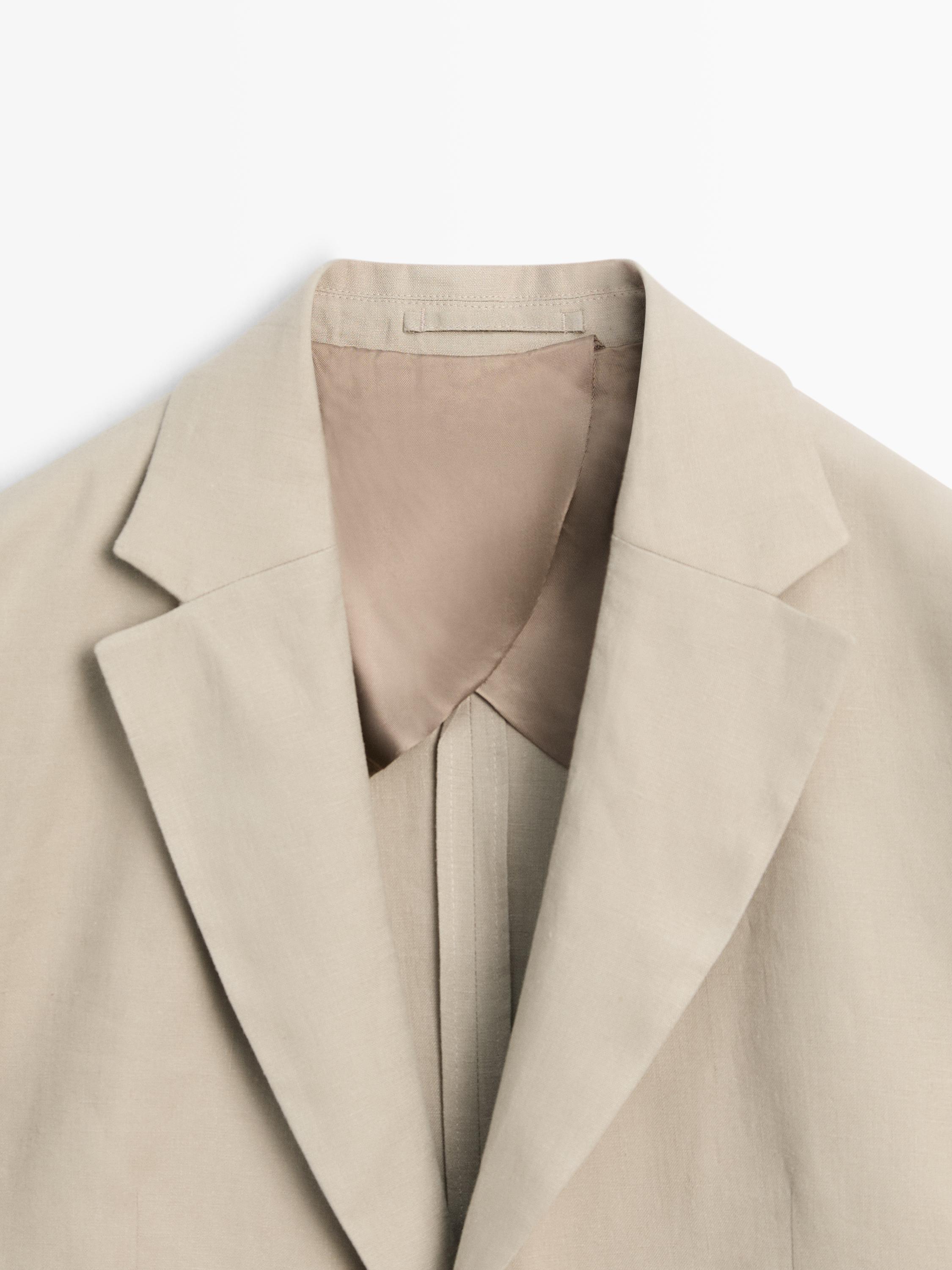 100% linen suit blazer — BEIGE