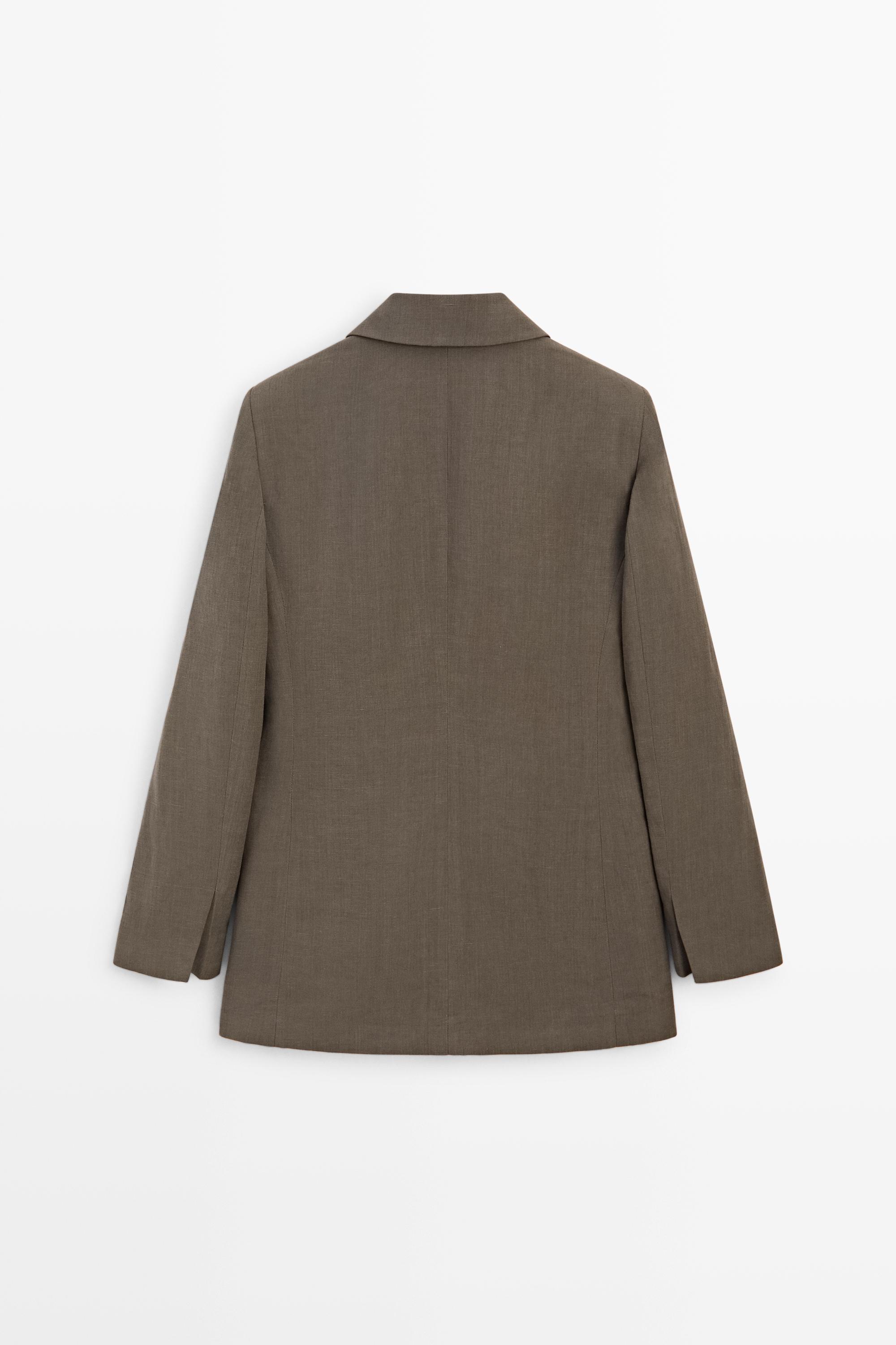 Tailored linen-blend blazer - STUDIO — BROWN