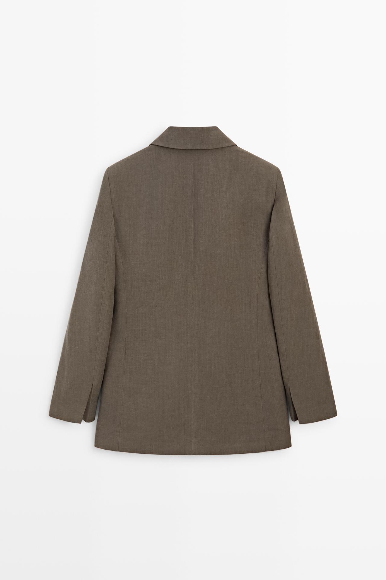 Tailored linen-blend blazer - STUDIO — BROWN