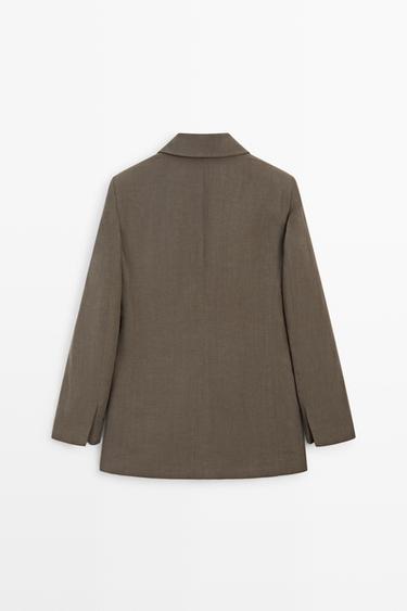 Tailored linen-blend blazer - STUDIO — BROWN 6