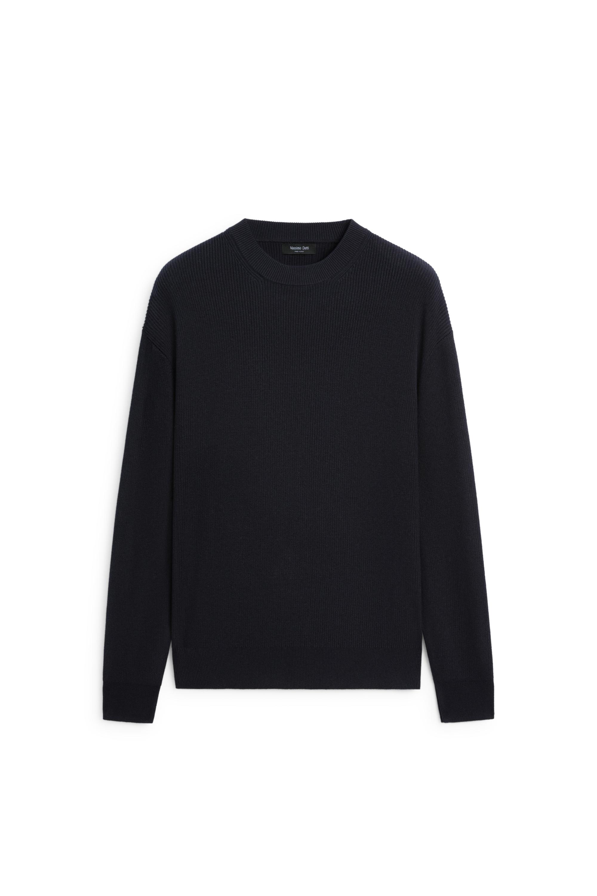 Round neck knit sweater — NAVY BLUE