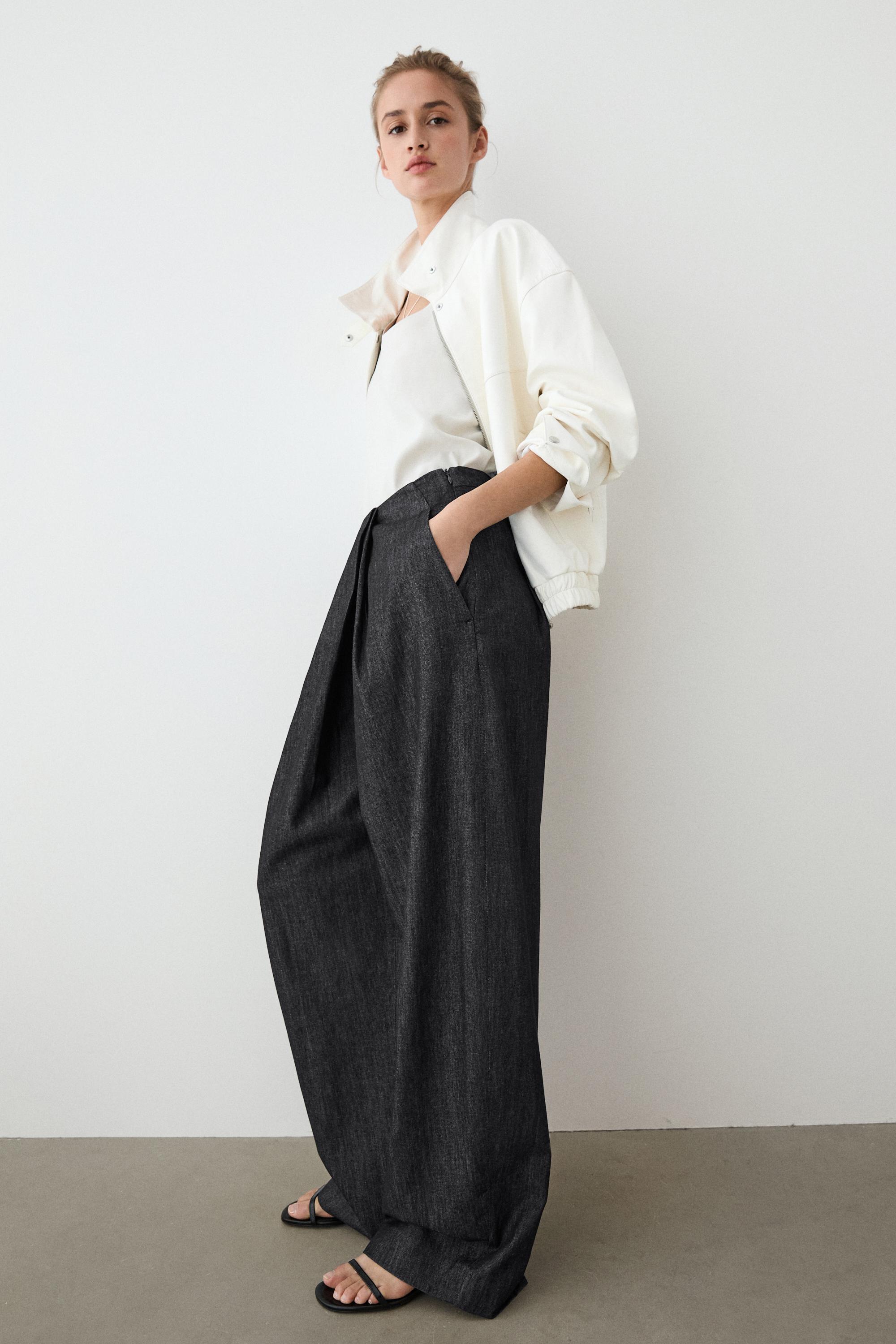 High-waist barrel fit jeans — DARK BLUE