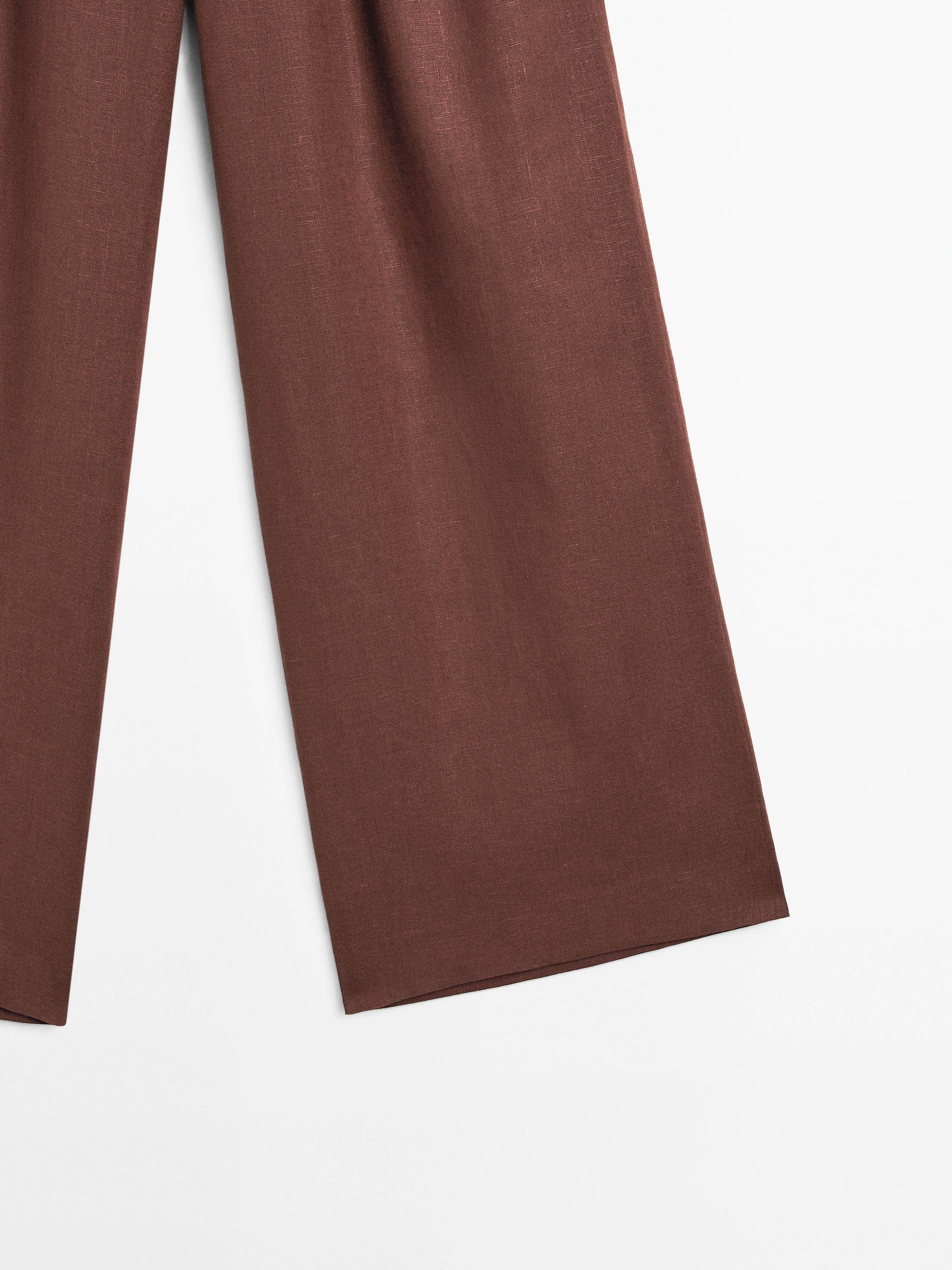 Flowing 100% linen wide-leg trousers