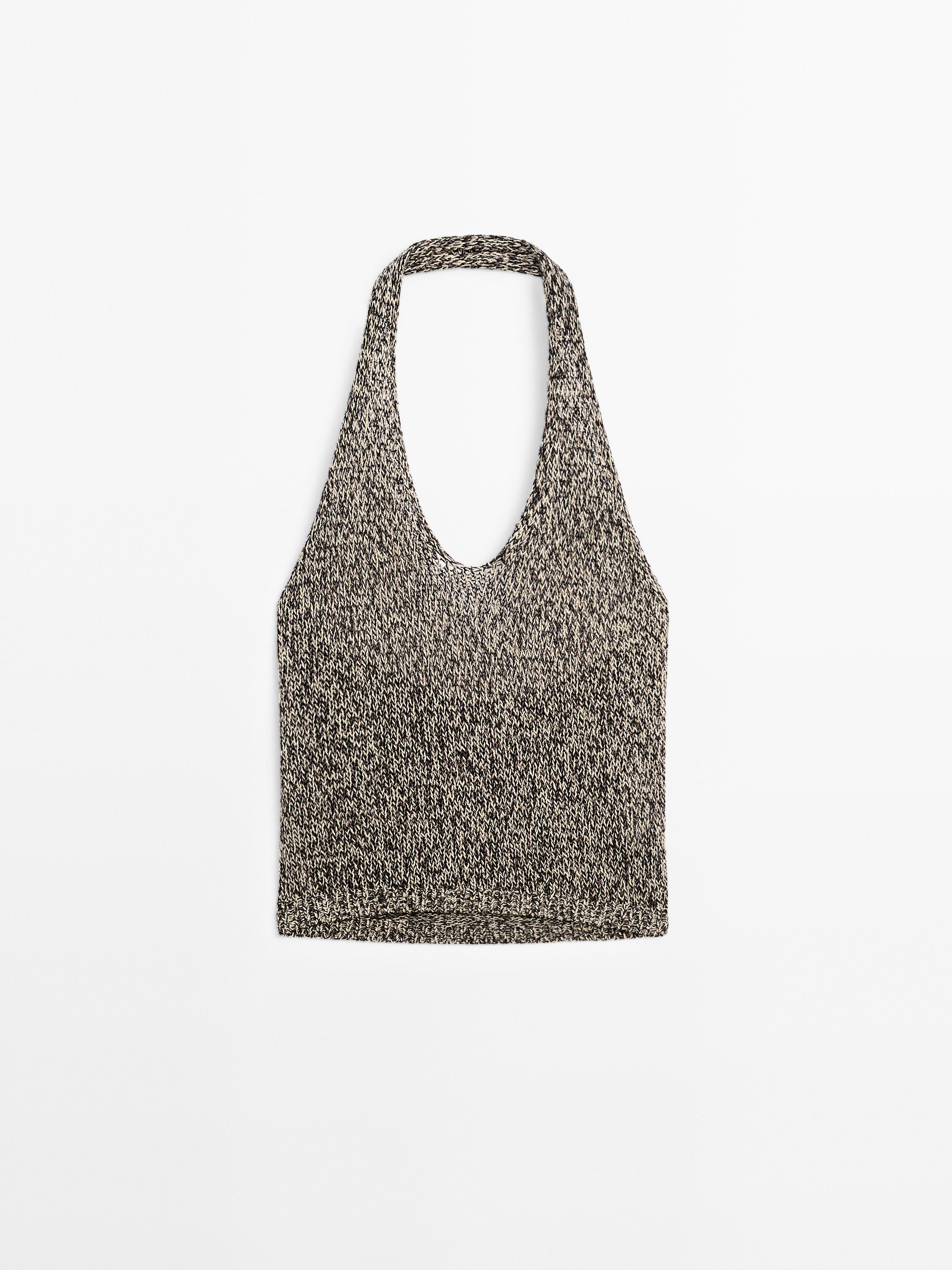 Flecked knit halter top - Studio