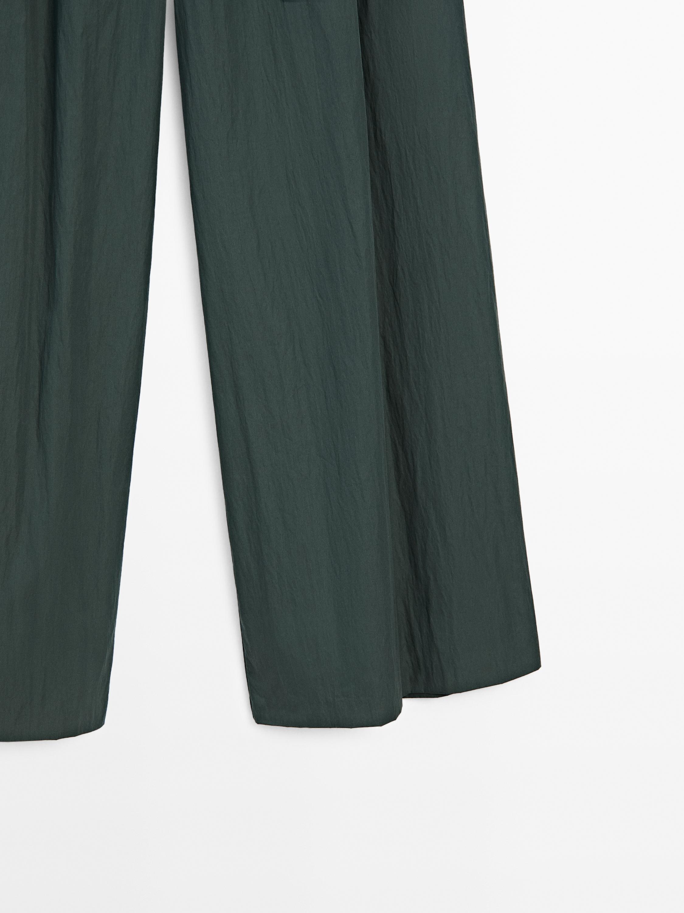 Poplin trousers with elasticated waistband