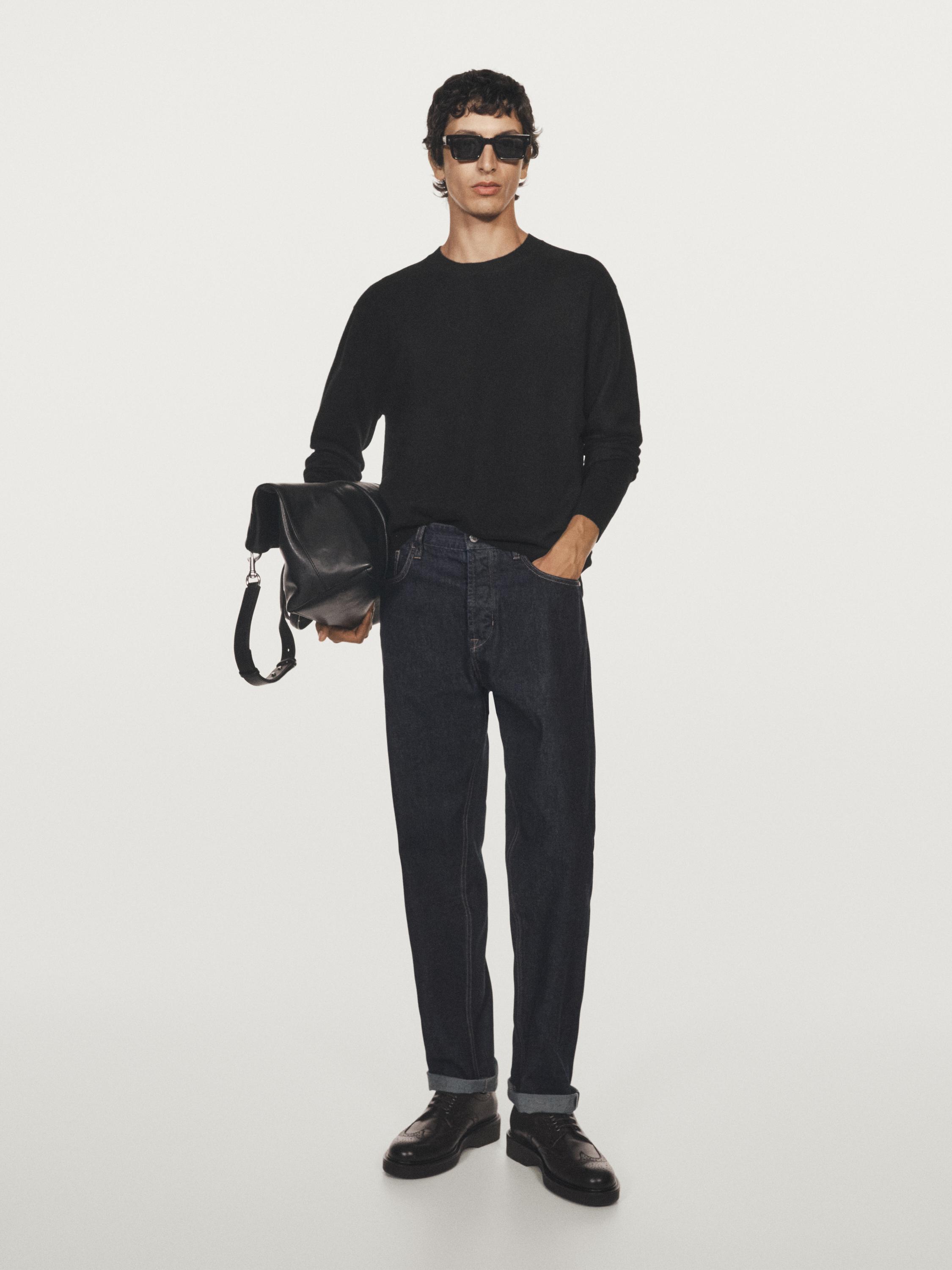 Wool blend crew neck sweater