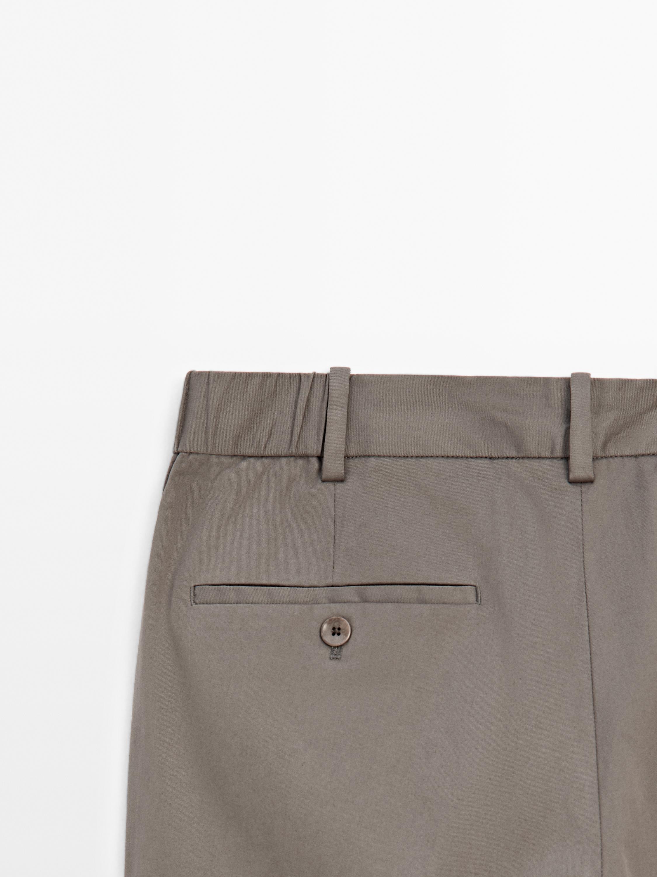 Cotton blend slim fit trousers