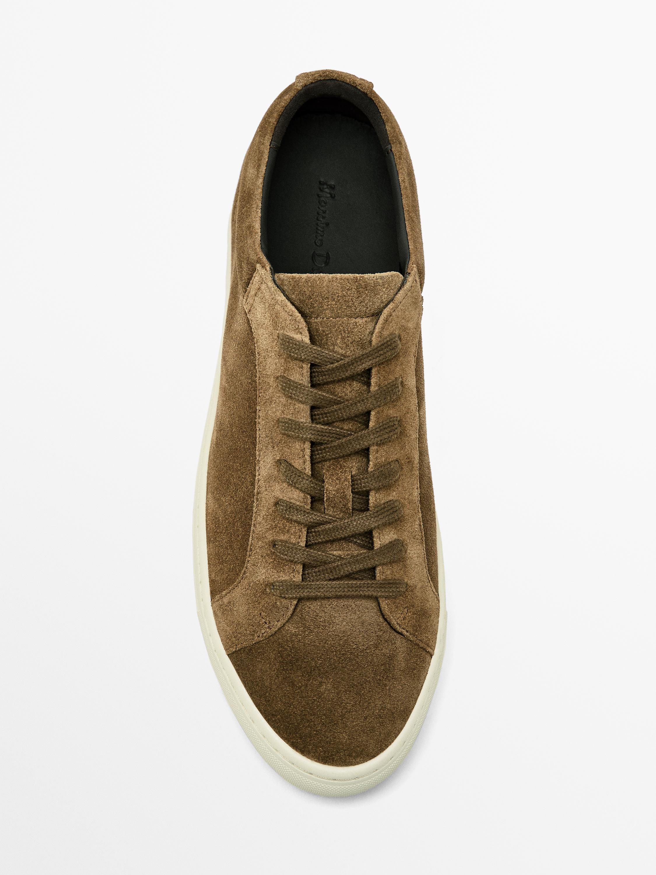 Split suede trainers