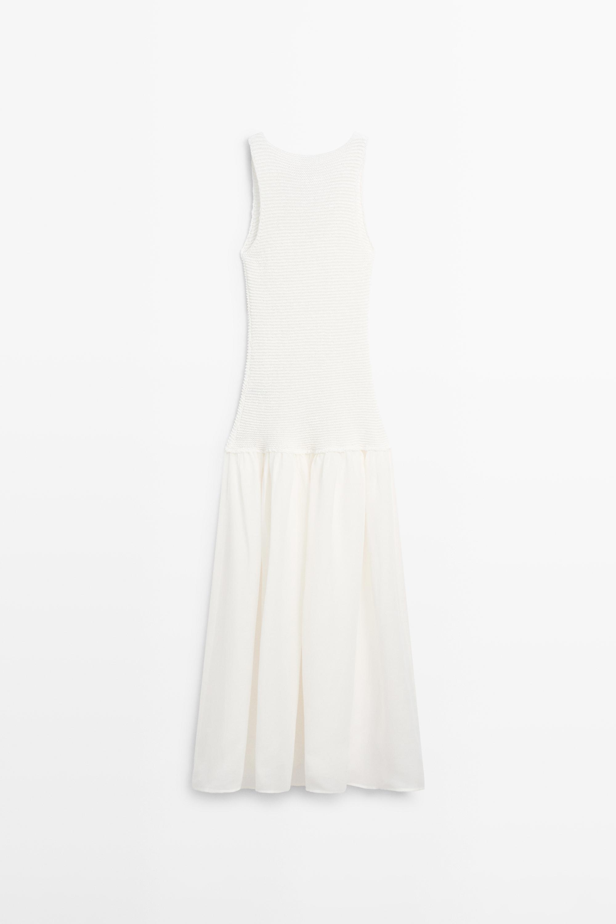 Long matching linen blend dress — PURE WHITE