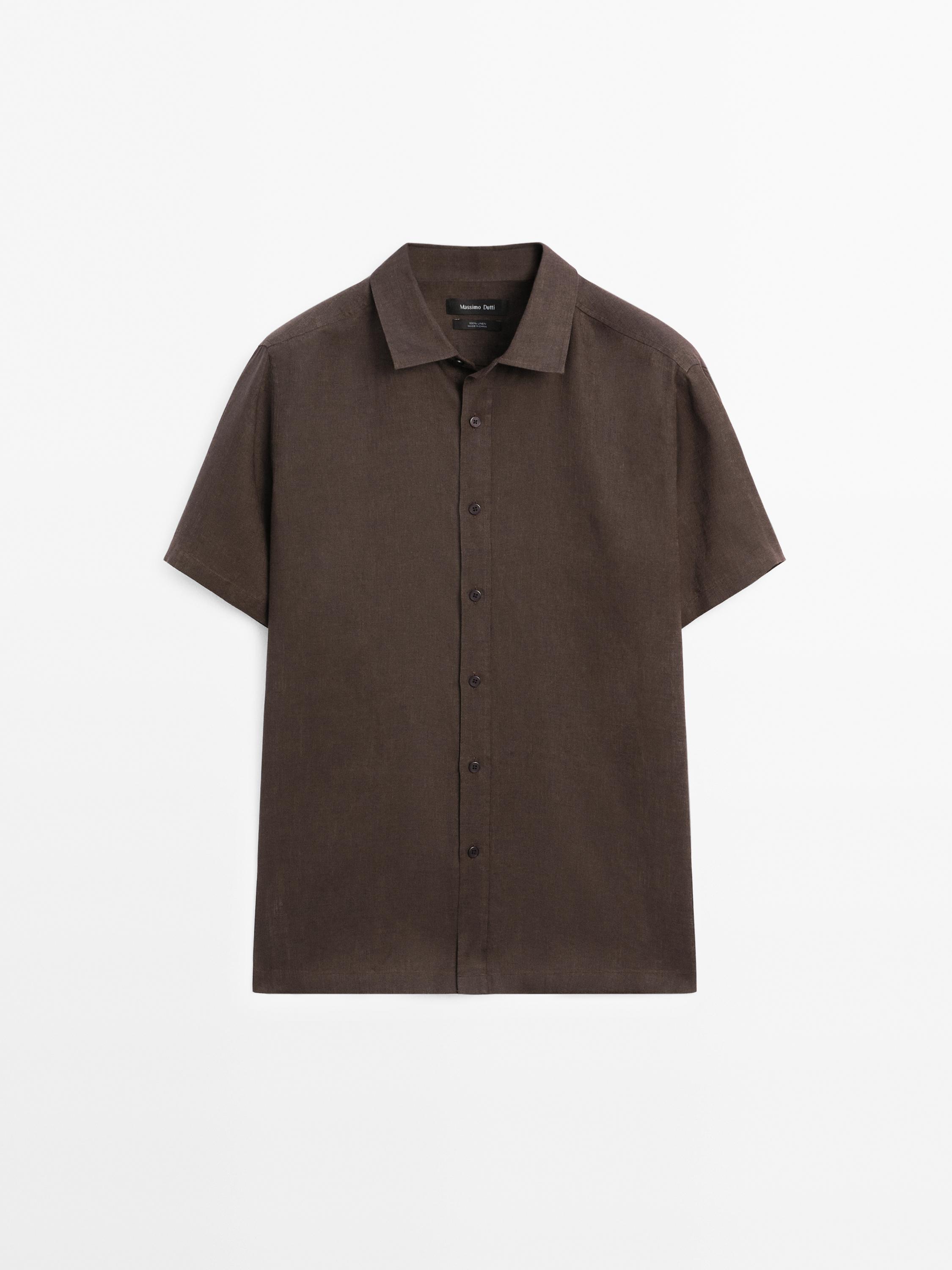 Kemeja linen lengan pendek regular fit