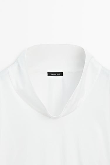 Short sleeve cotton blouse with open neck — Off white 9
