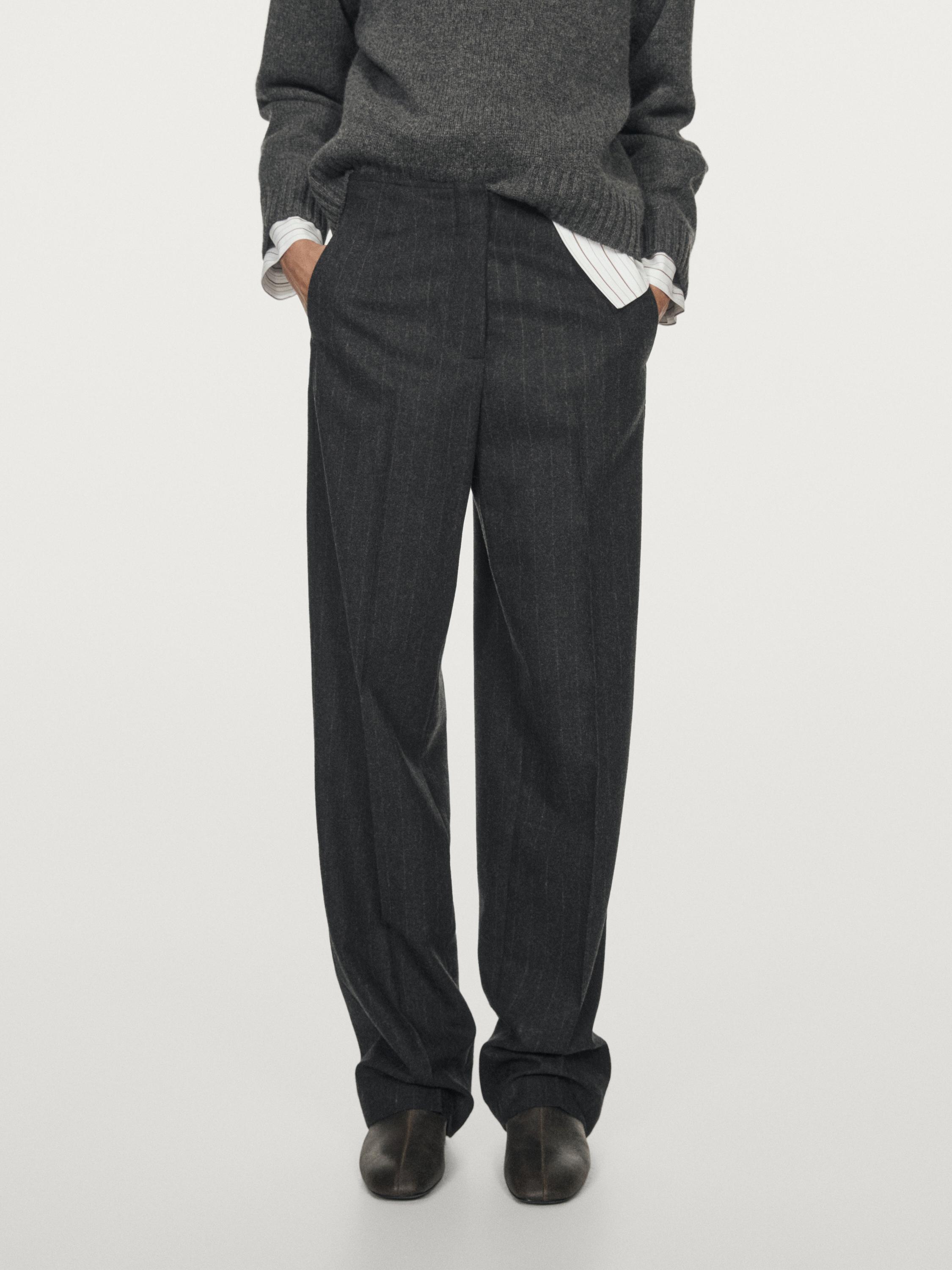 Pantalon à rayures en laine mélangée