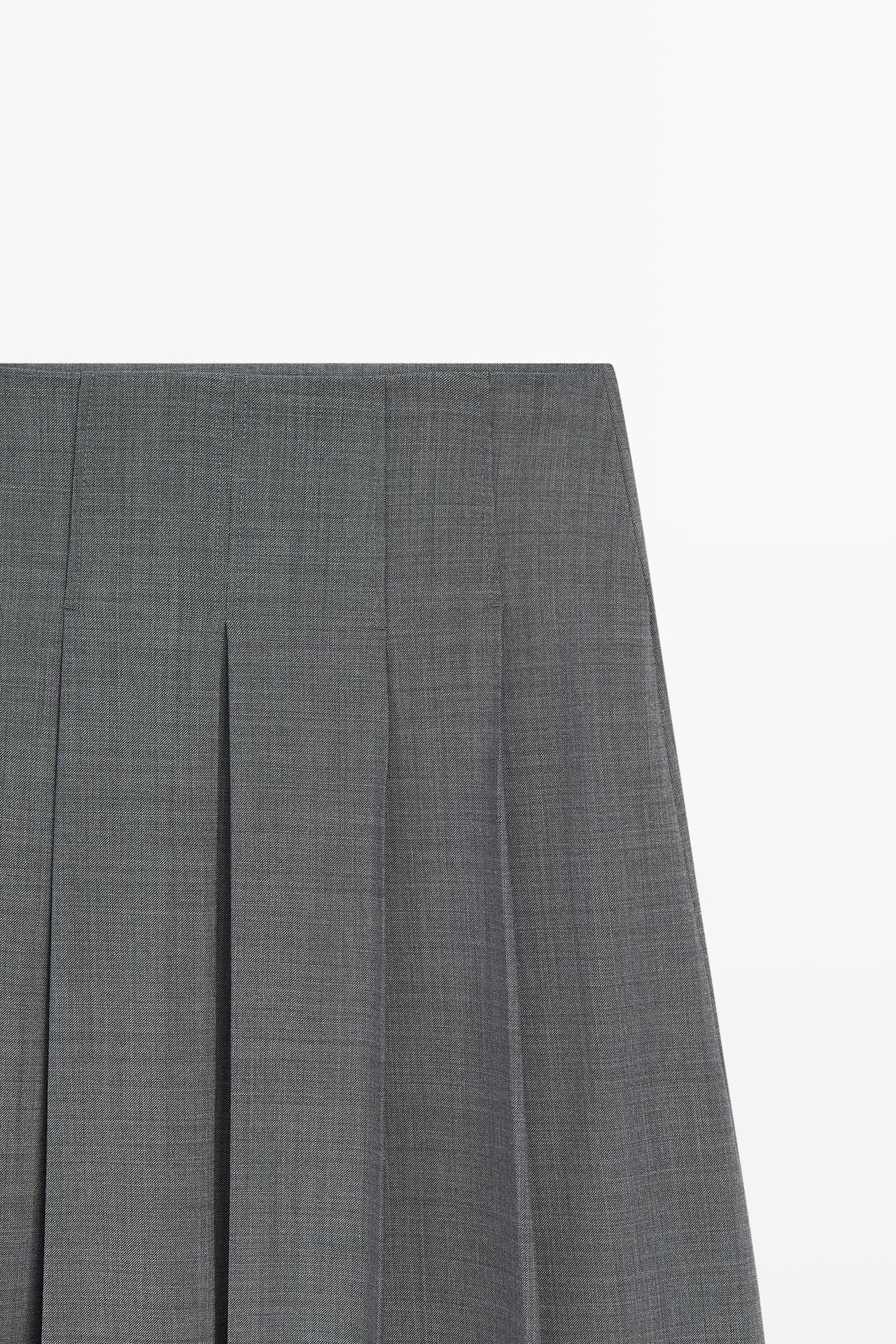 Pleated wool-blend midi skirt — GREY