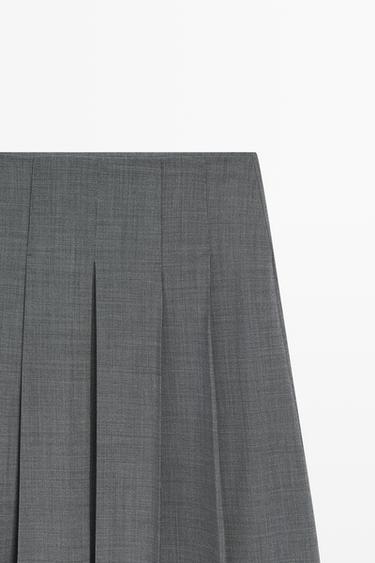 Pleated wool-blend midi skirt — GREY 9