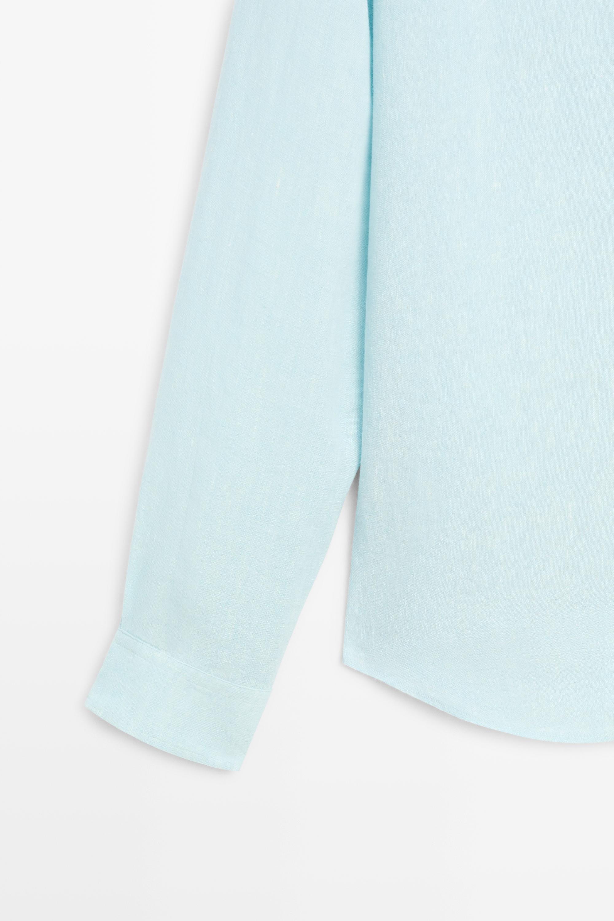 100% linen regular fit shirt — TURQUOISE