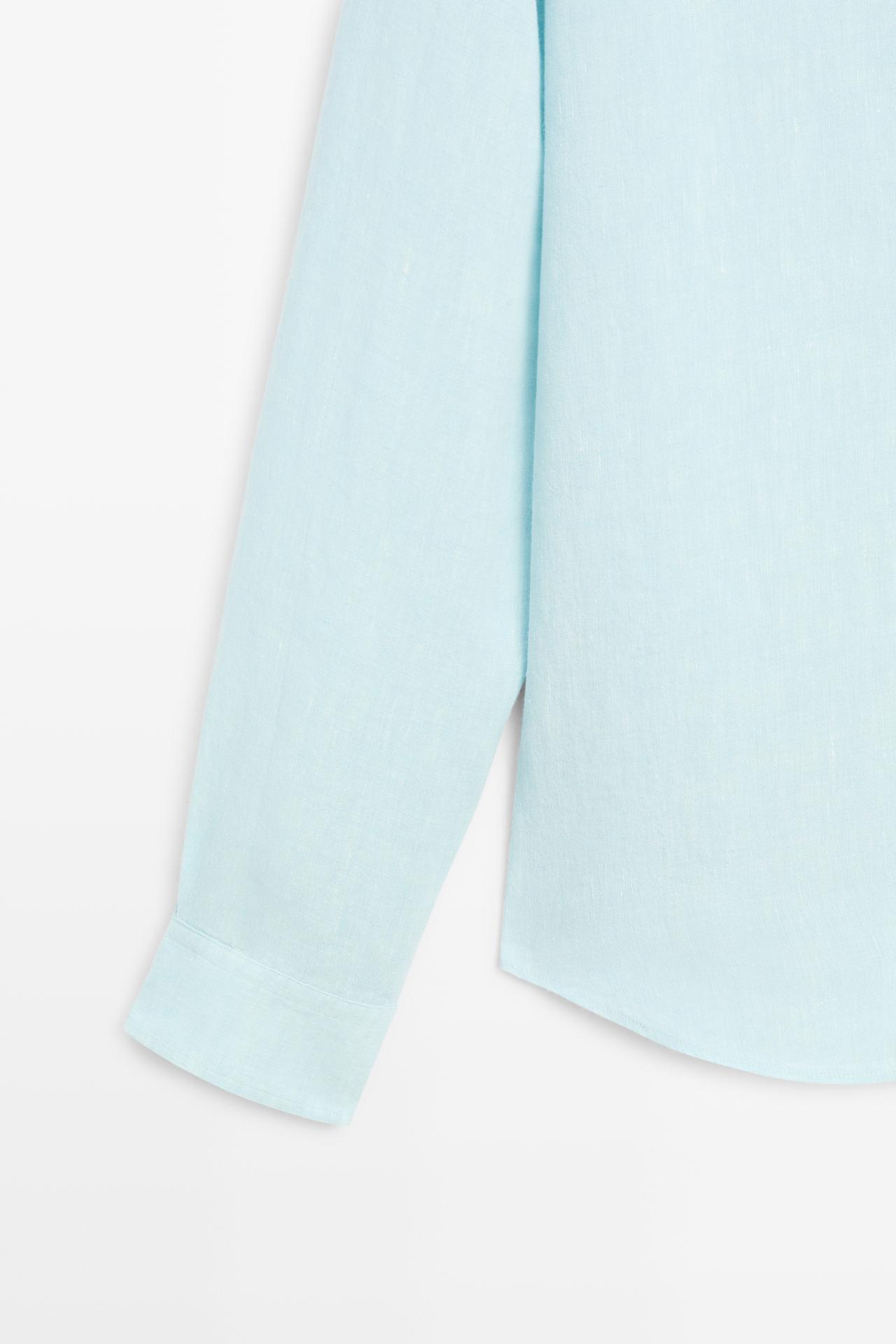 100% linen regular fit shirt — TURQUOISE