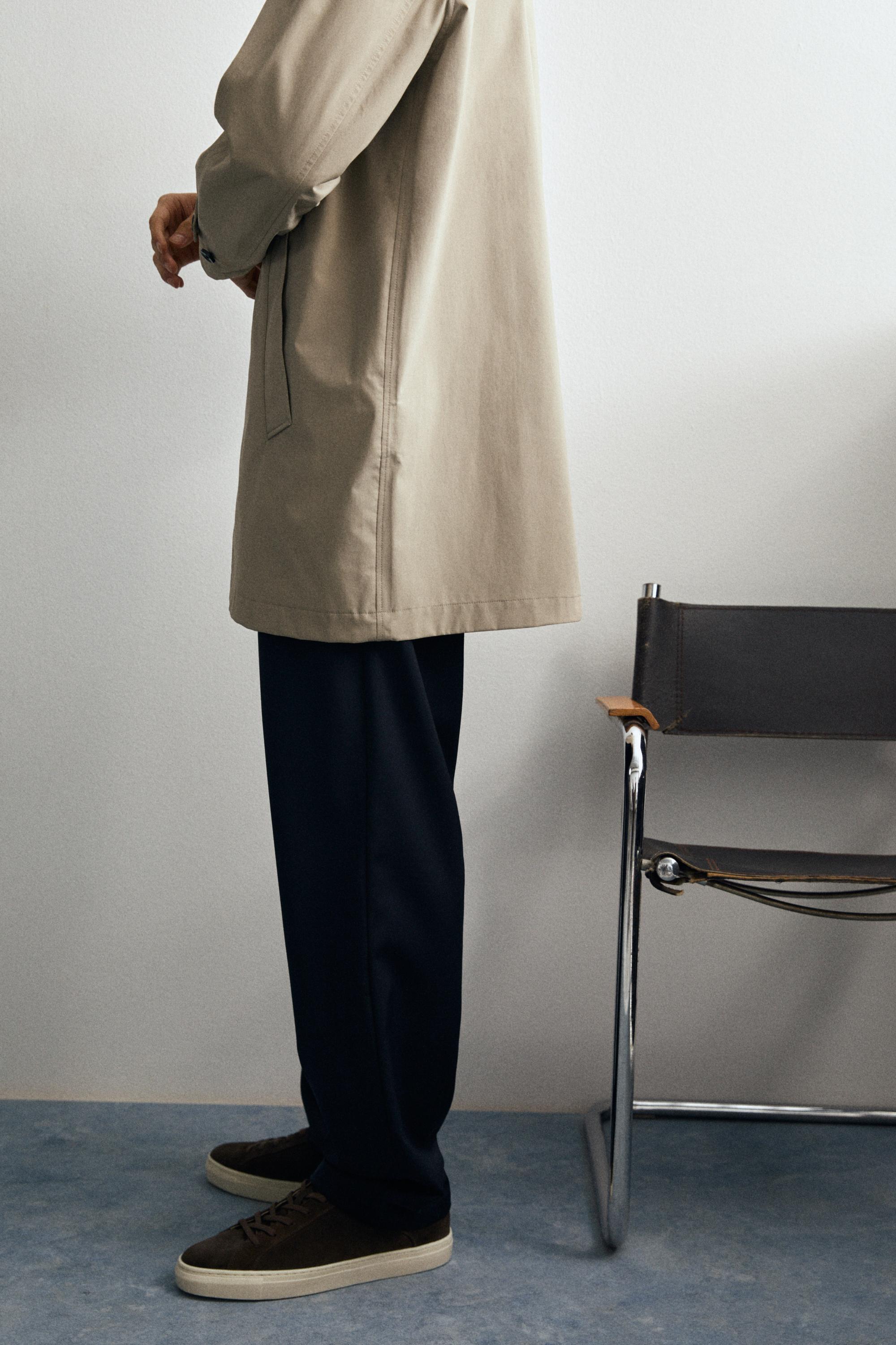 Lightweight long trench coat — PALE SAND