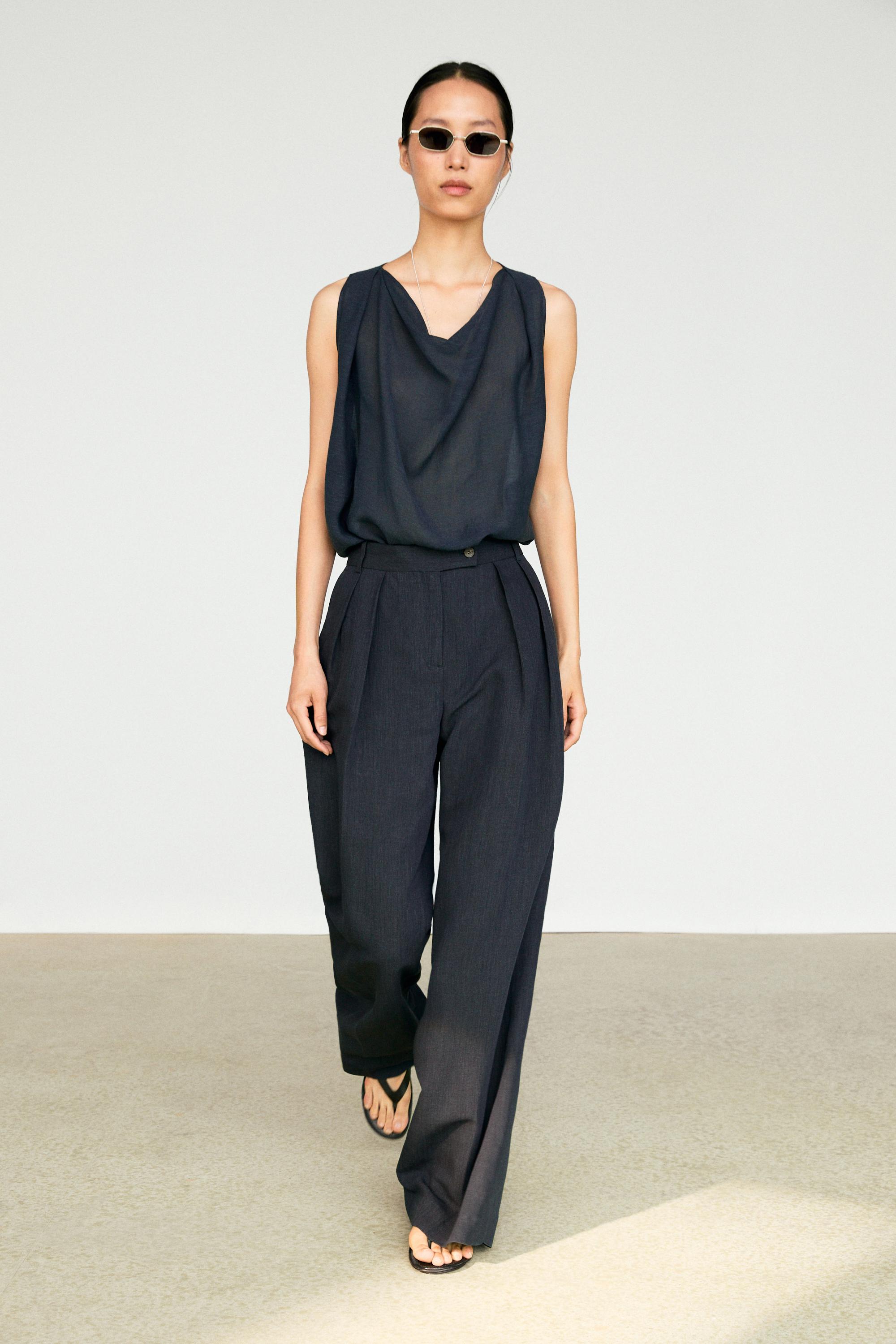 Melange linen suit pants