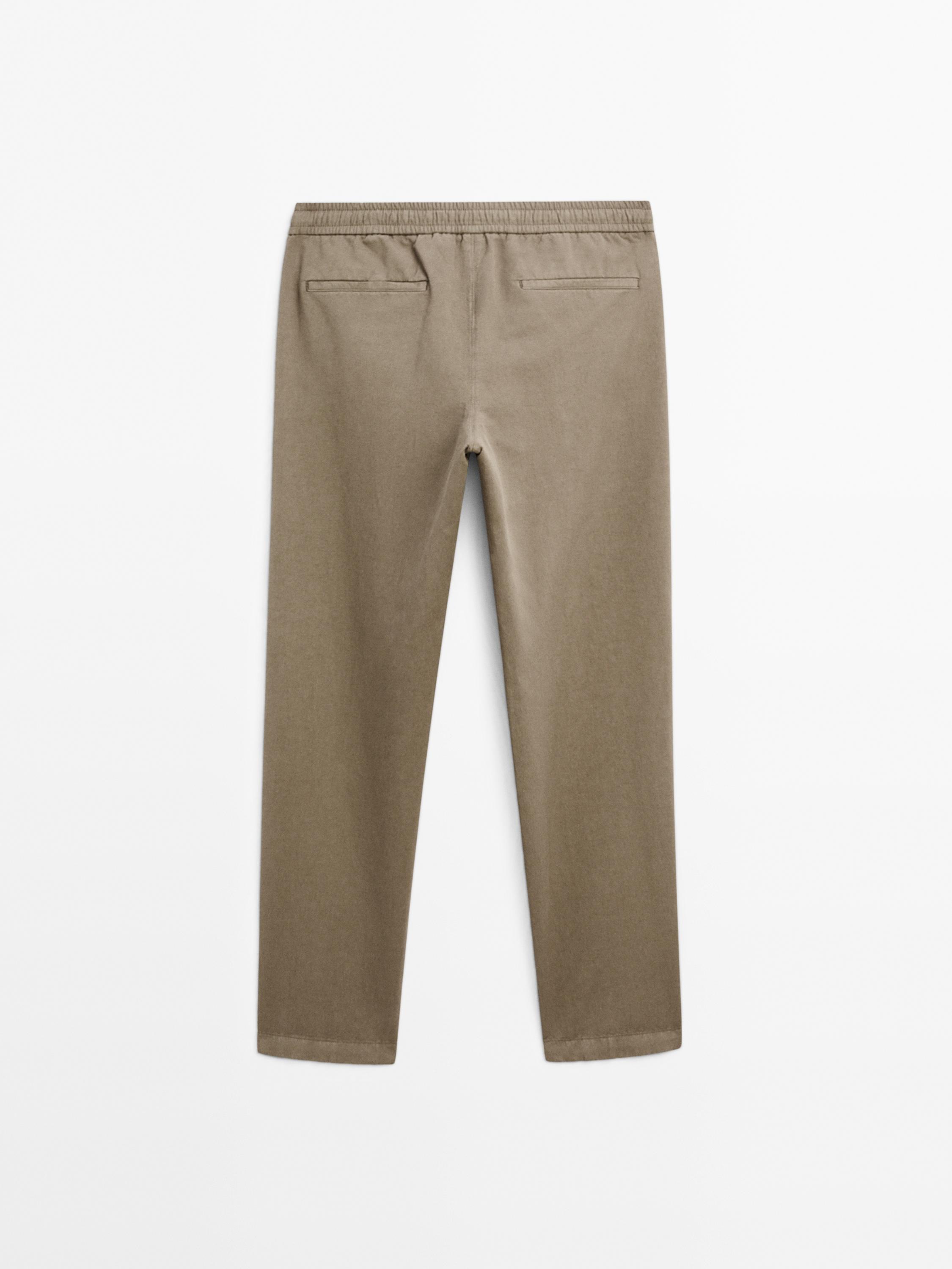 Cotton blend jogger fit trousers
