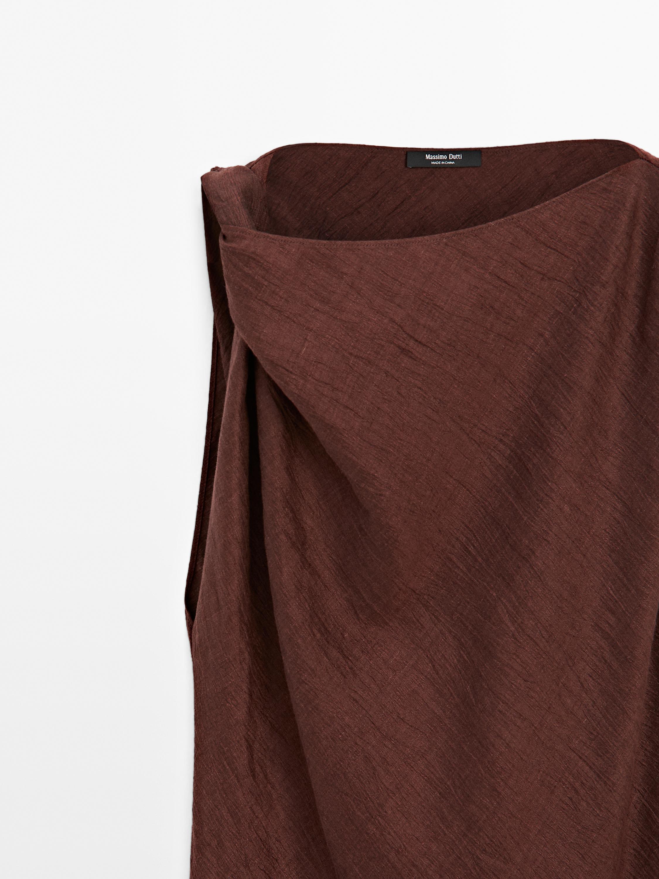 Linen blend halter neck dress