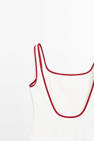 Contrast texture swimsuit — RED 7