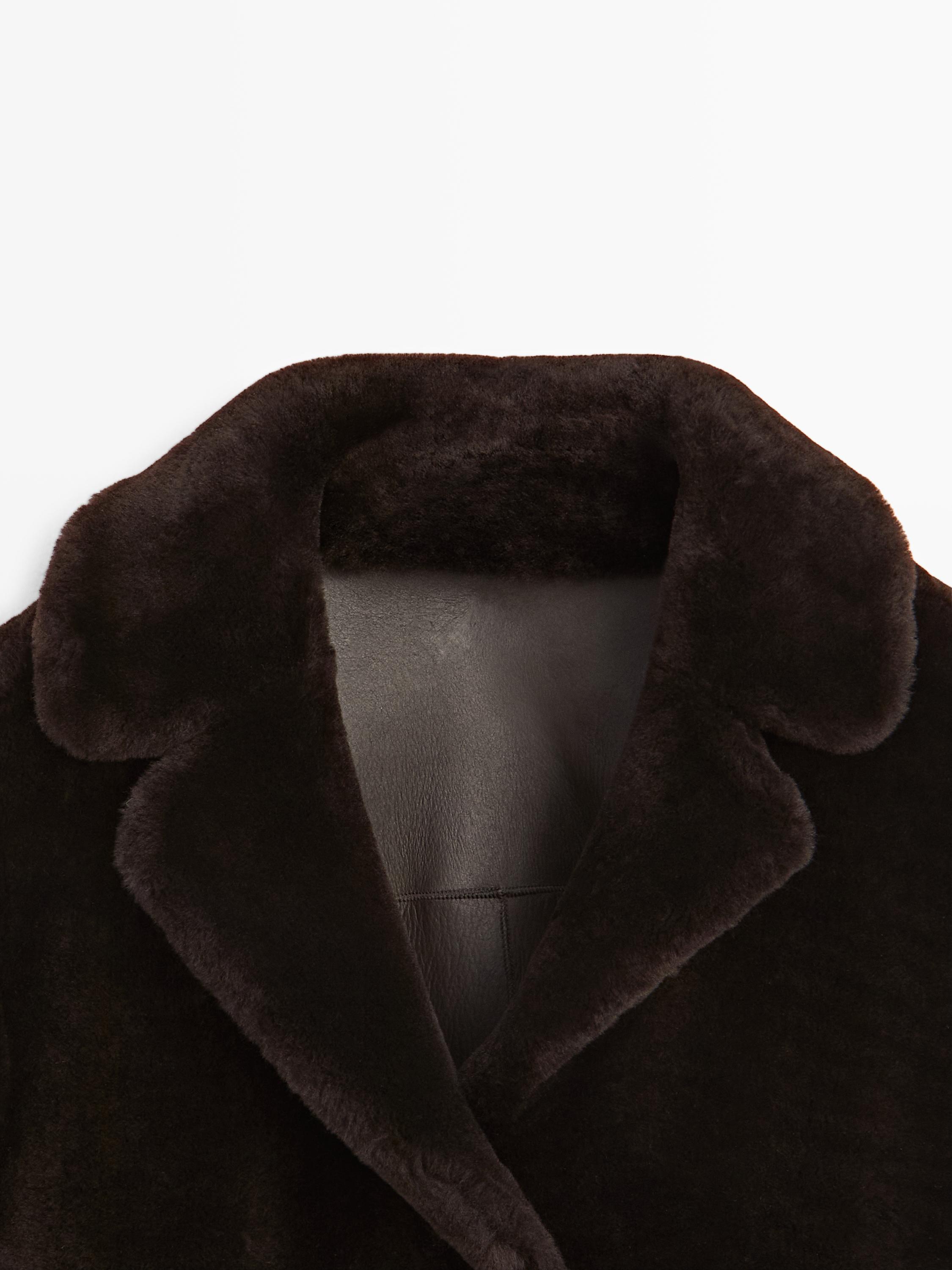 Short lambskin mouton jacket — BROWN