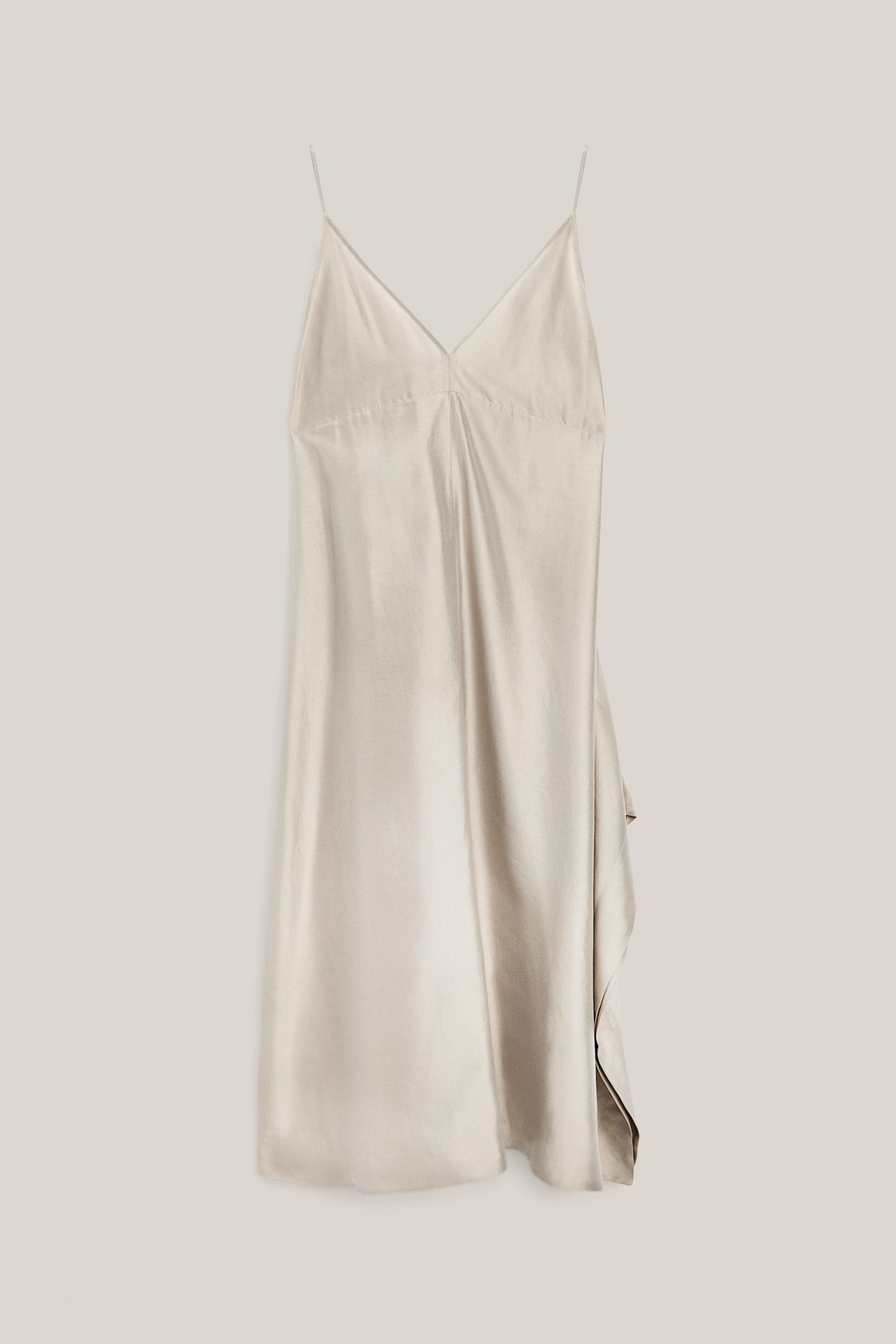Midi slip dress with V-neckline - LIMITED EDITION — CHAMPAGNE