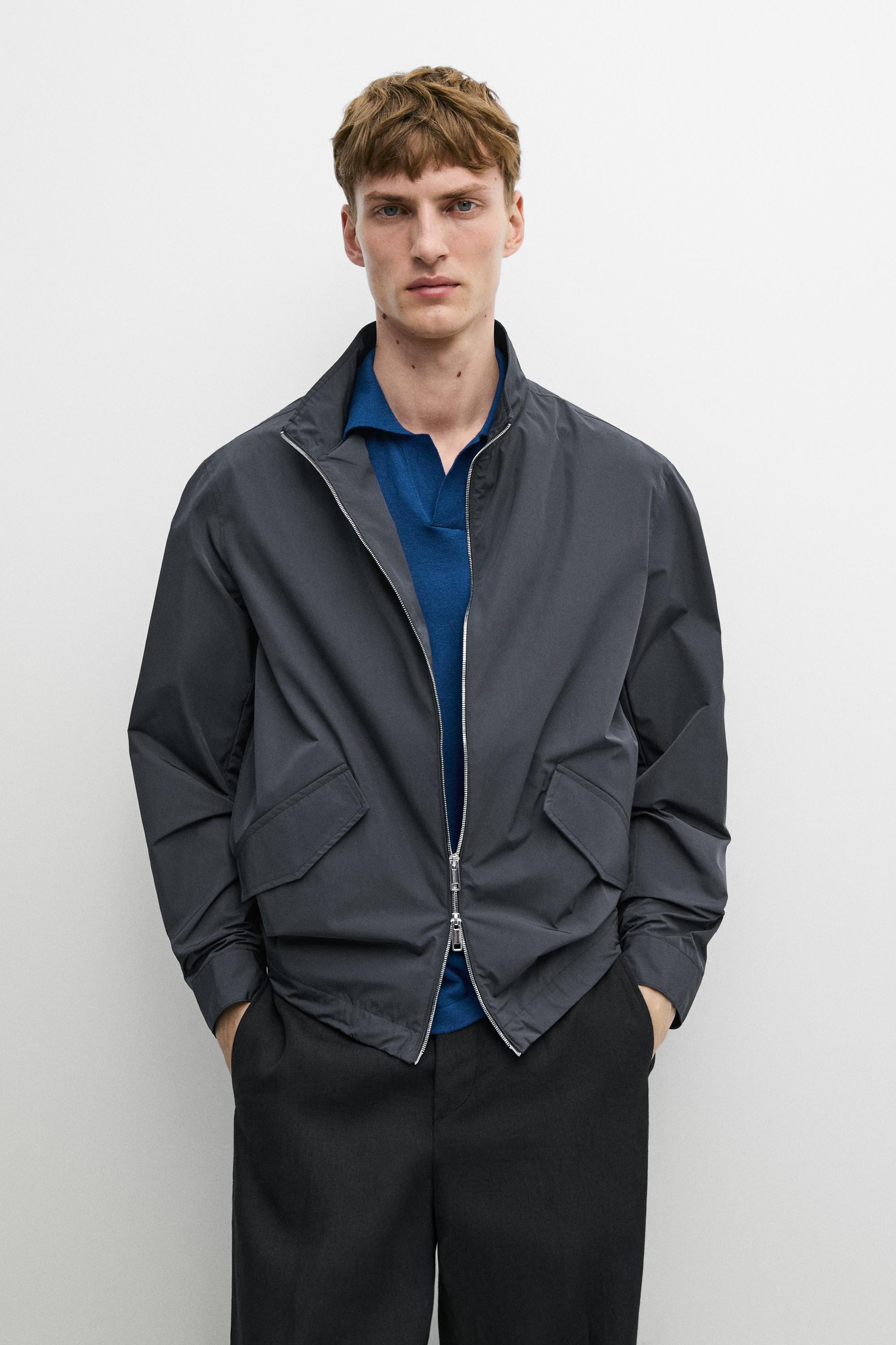High neck jacket with pocket details — DARK GREY