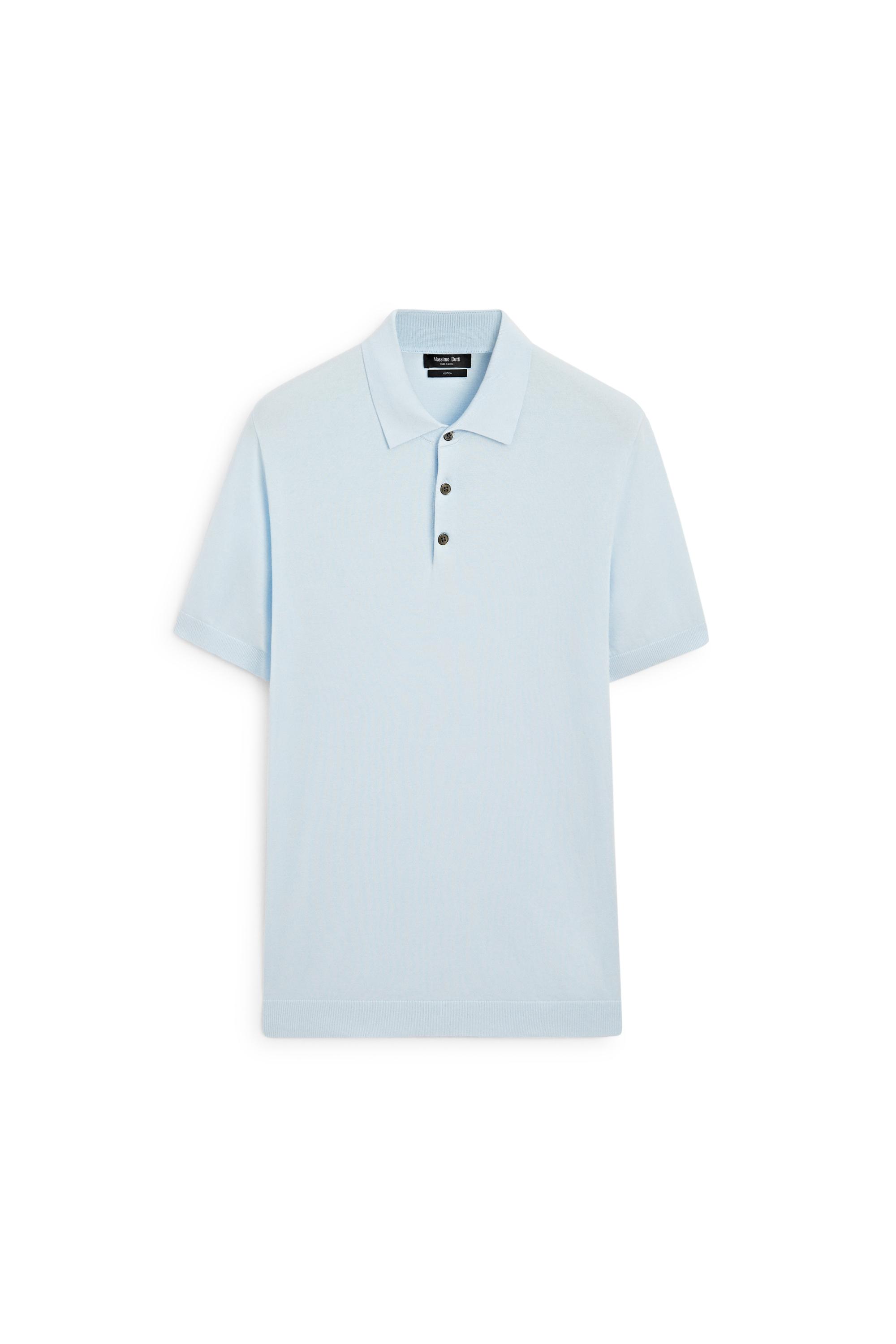 100% Cotton Knit Polo Shirt — Light Blue