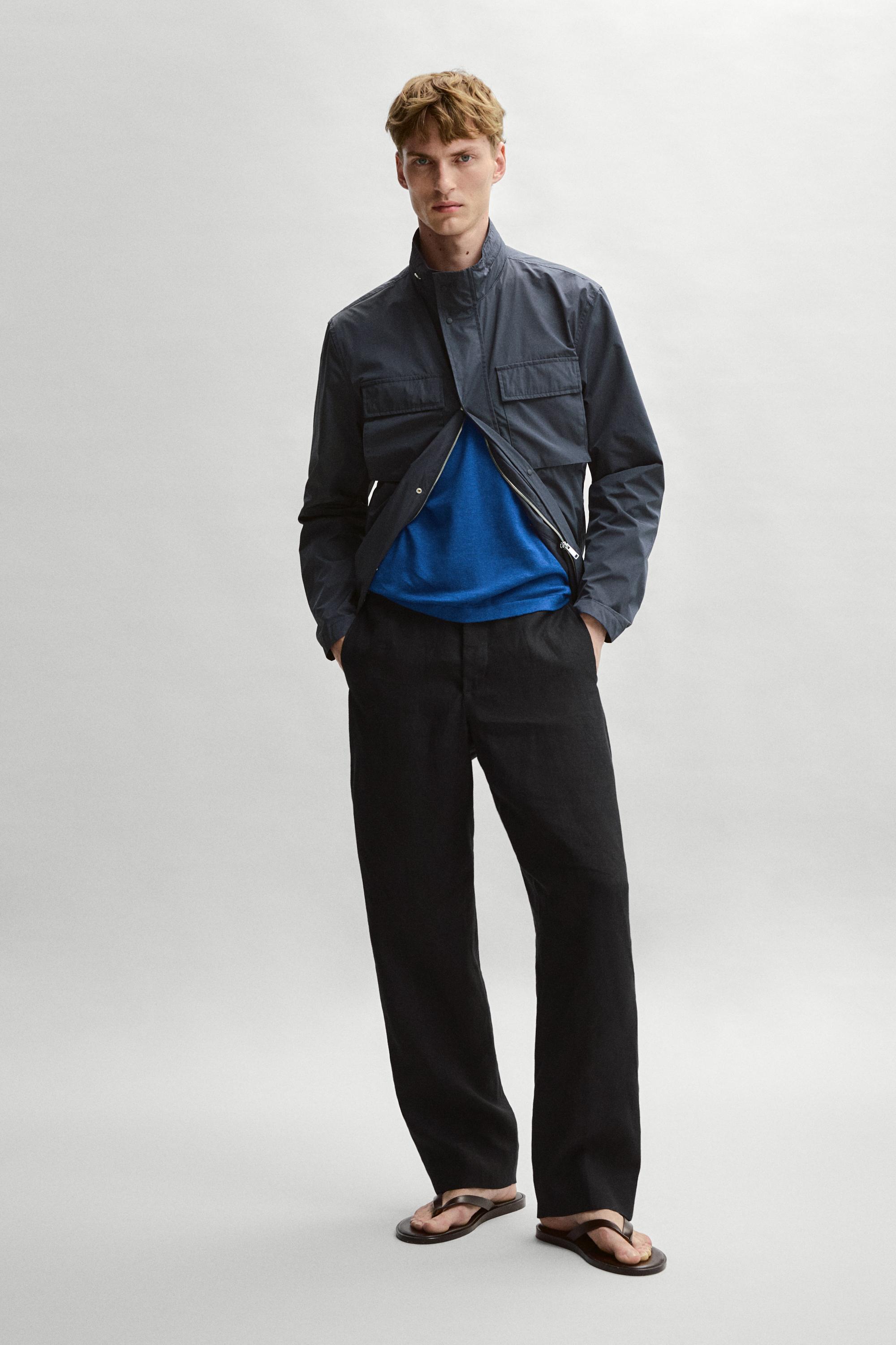 Technical fabric jacket with pocket details — BLUE