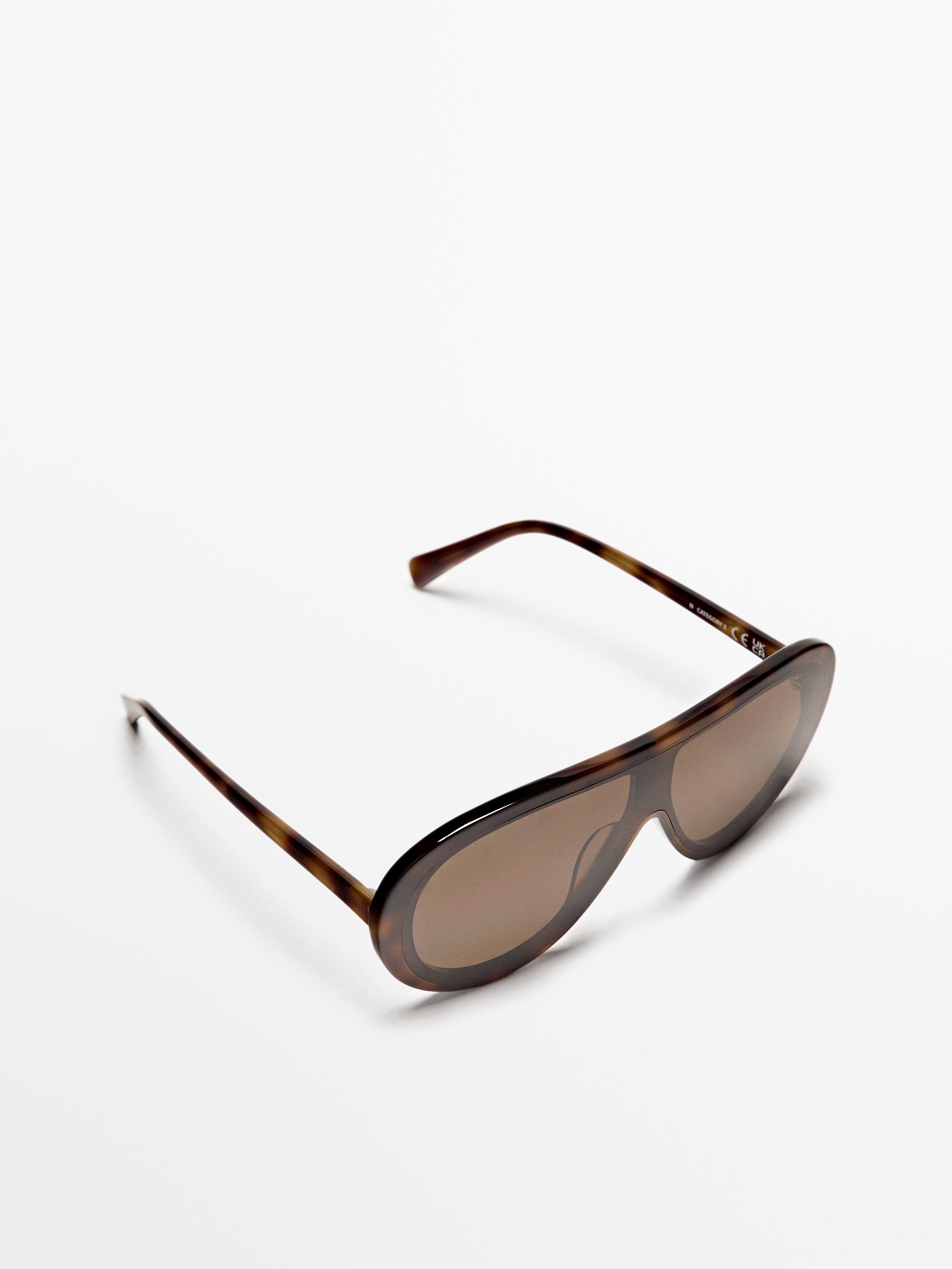 Tortoiseshell-effect aviator sunglasses — BROWN