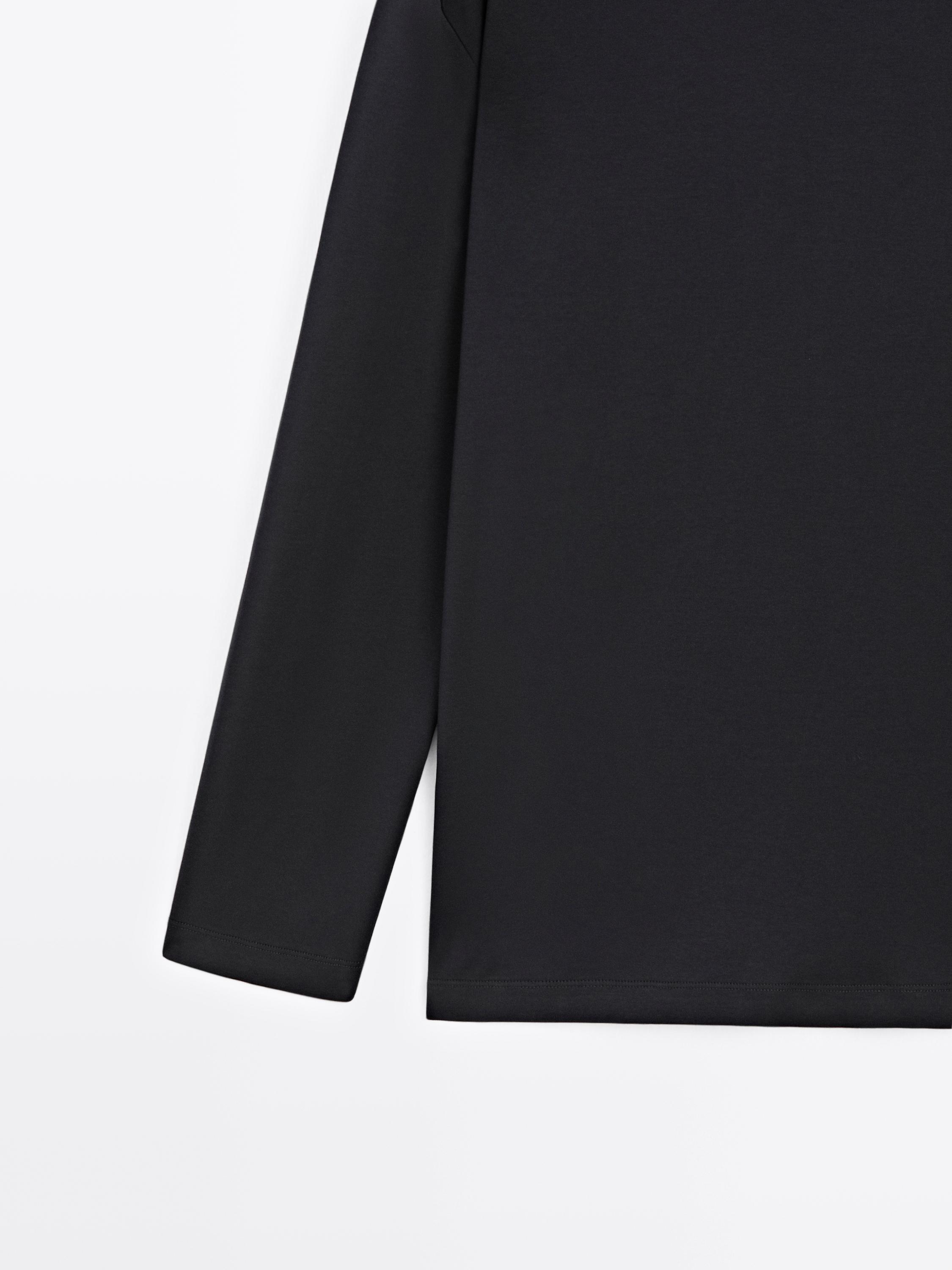 Long sleeve medium weight cotton T-shirt — NAVY BLUE