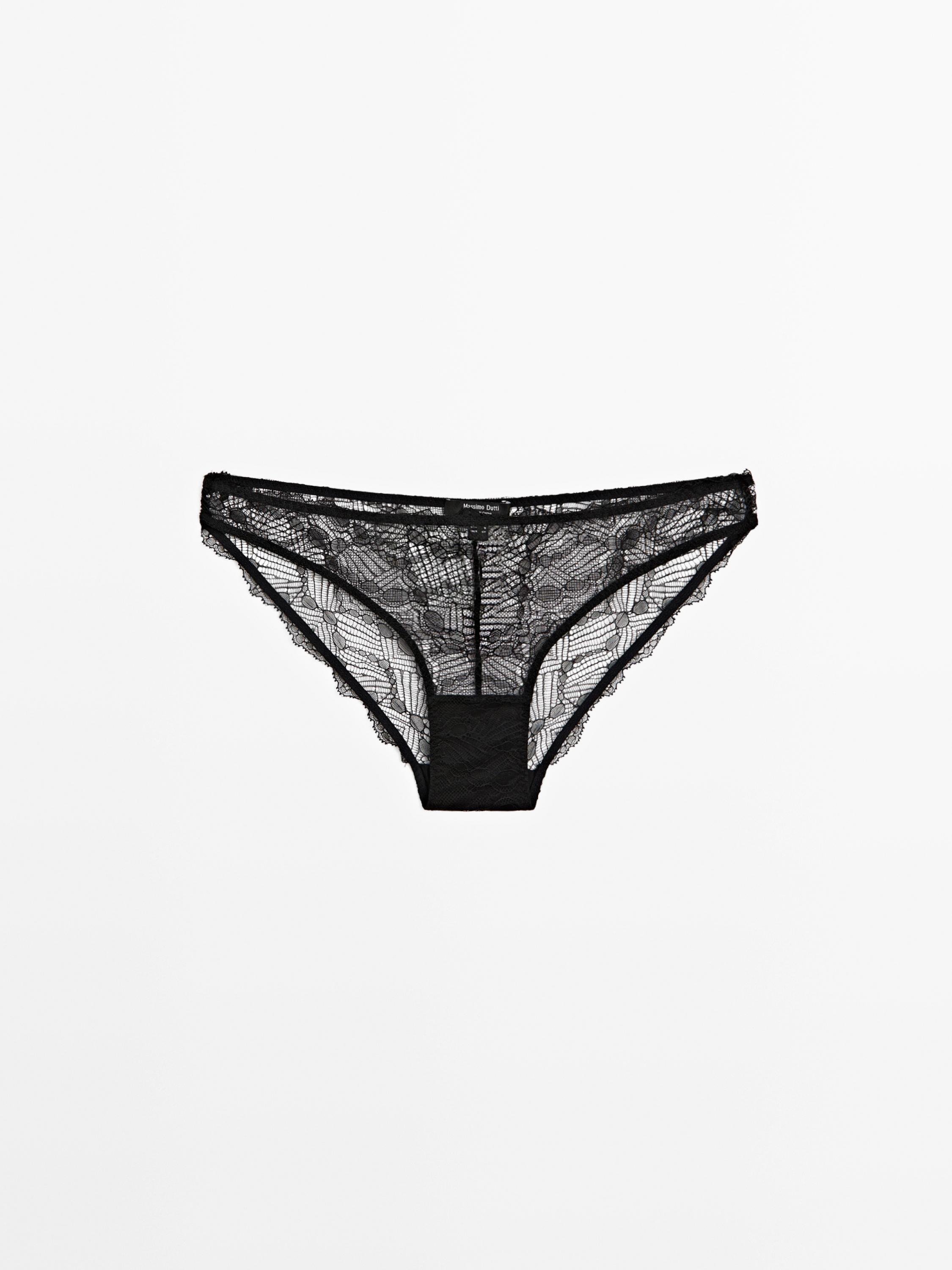 Lace briefs with blonde lace detail — BLACK