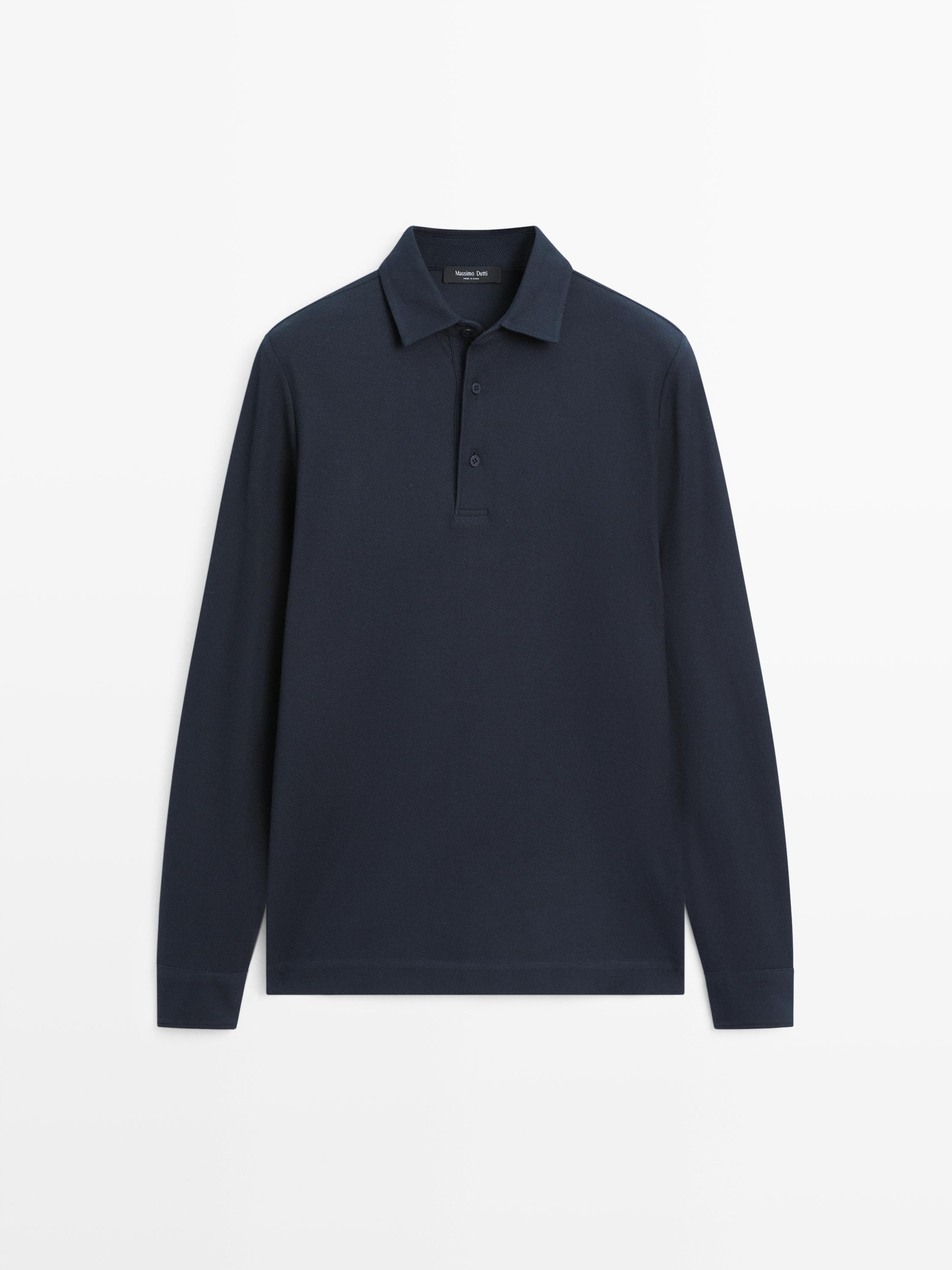 Polo estructura piqué manga larga