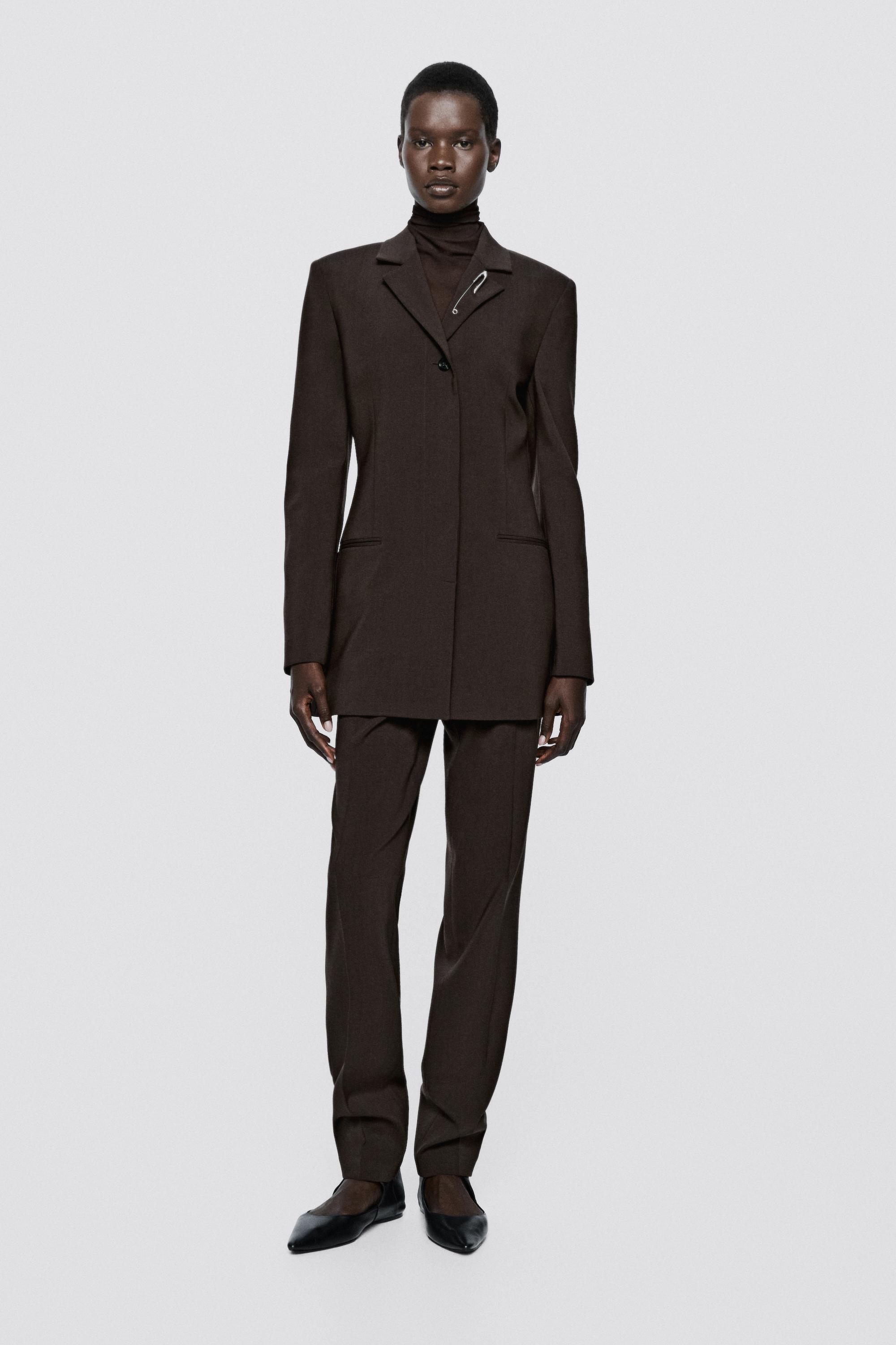 Blazer Lungo Stretch Misto Lana - Limited Edition - Cioccolato - 36 (It 40) - Massimo Dutti - Female