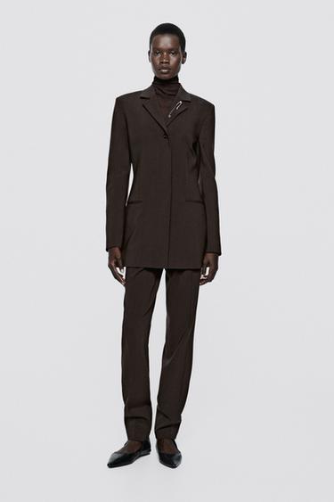 Long stretch wool blend blazer - LIMITED EDITION — Chocolate 1